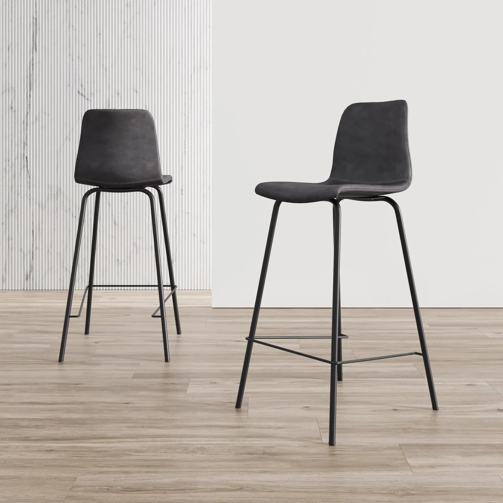 Set 2 sgabelli in similpelle antracite - Persy