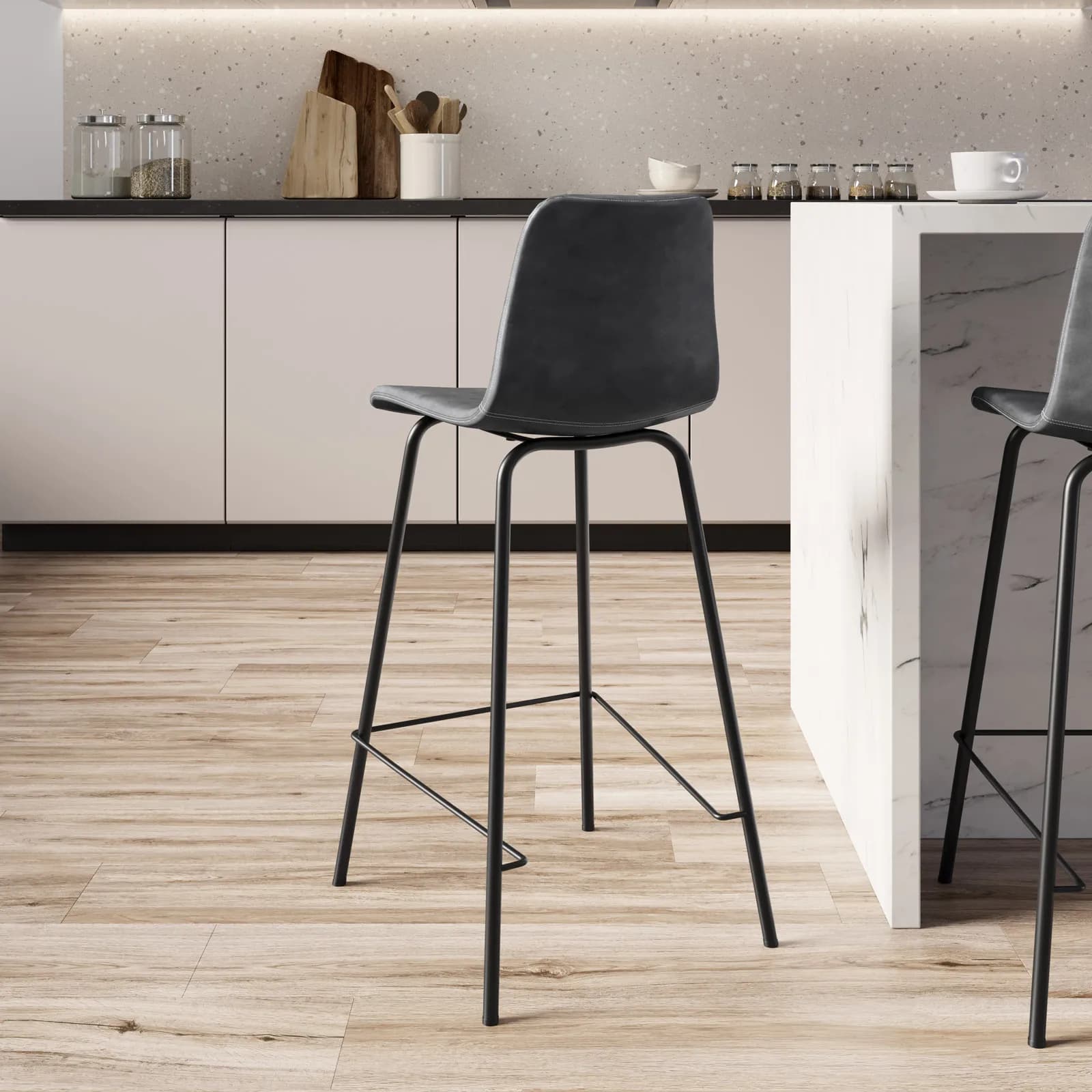 Set 2 sgabelli in similpelle antracite - Persy