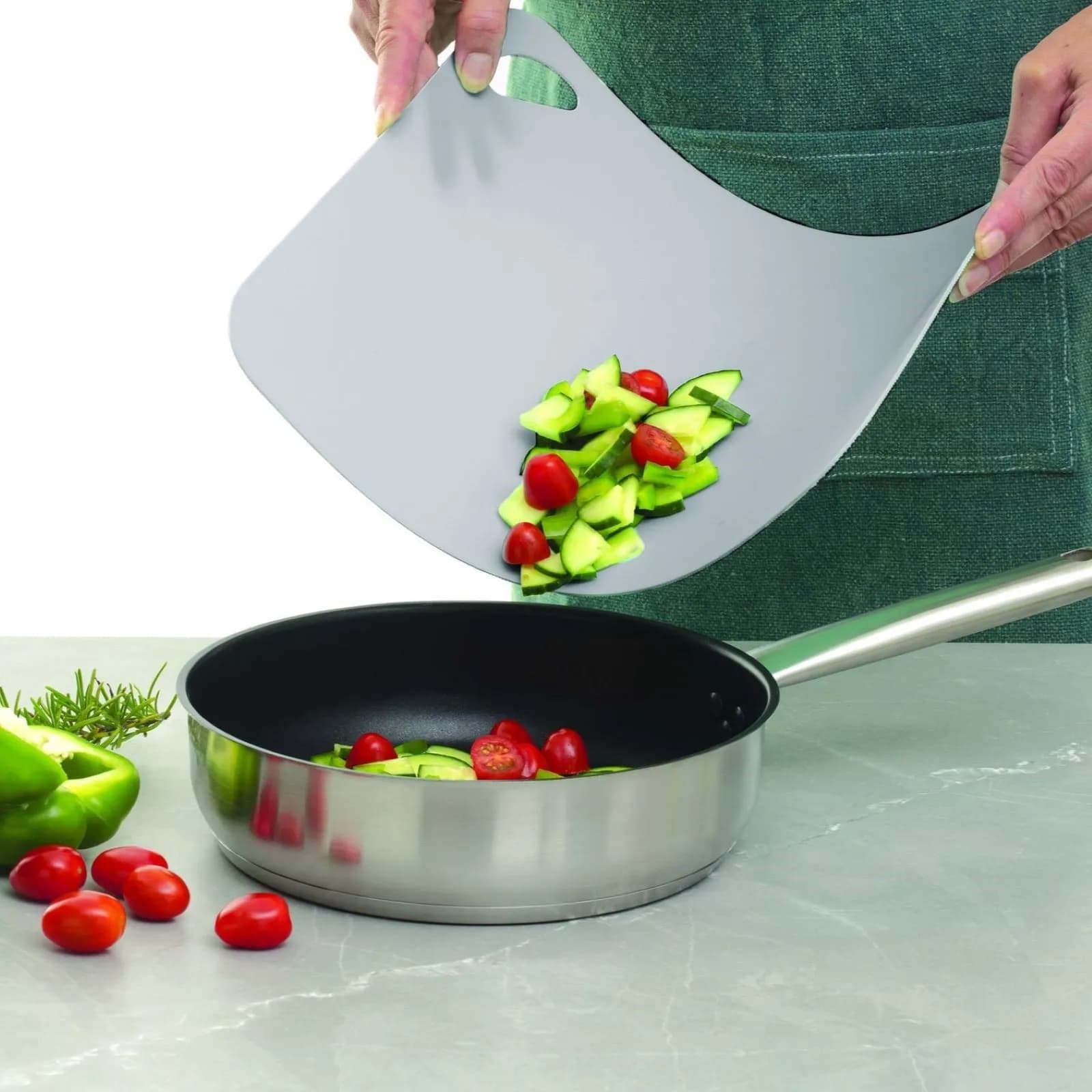 Set 2 taglieri flessibili in polipropilene grigio chiaro e scuro