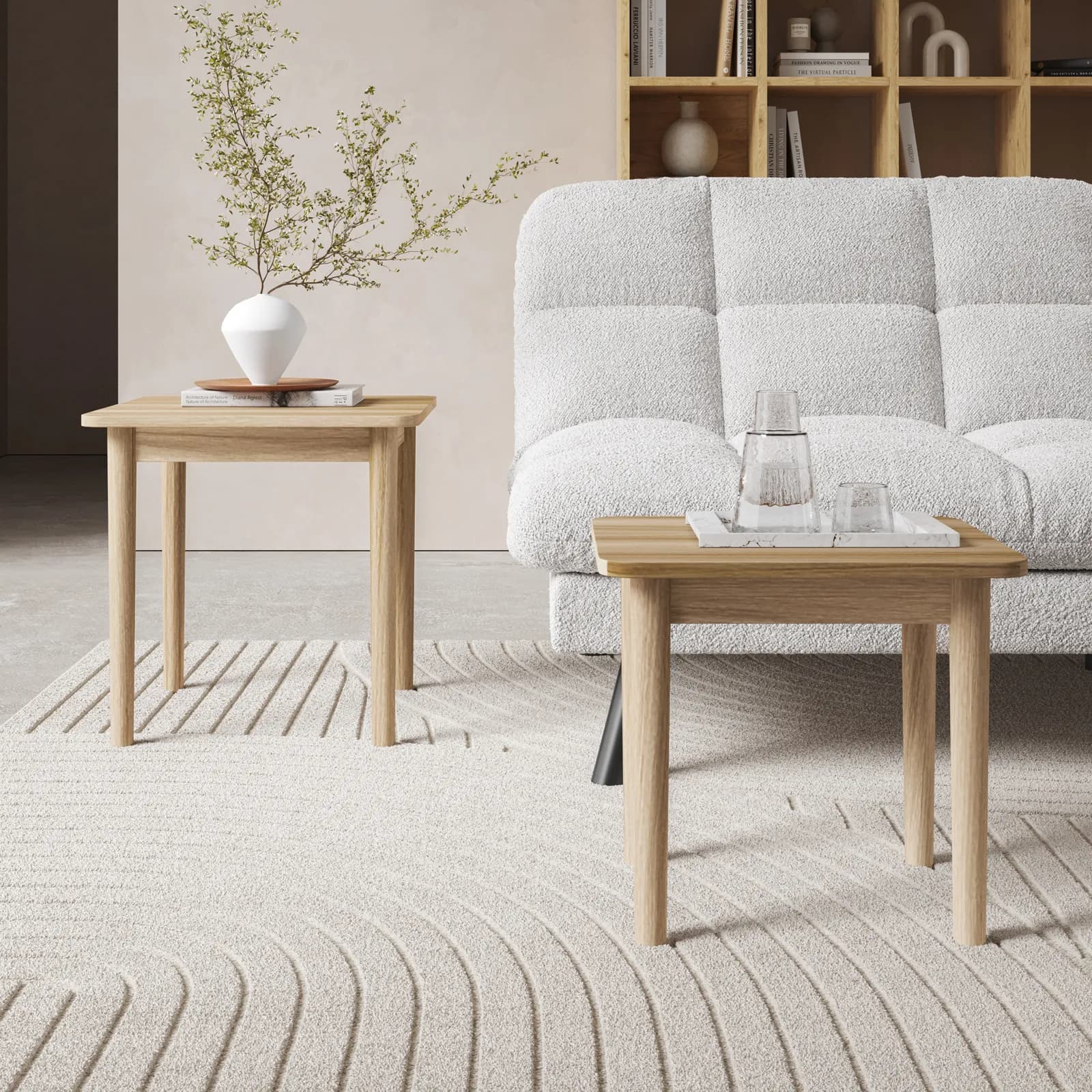 Set 2 tavolini sovrapponibli effetto rovere kyoto - Nathur