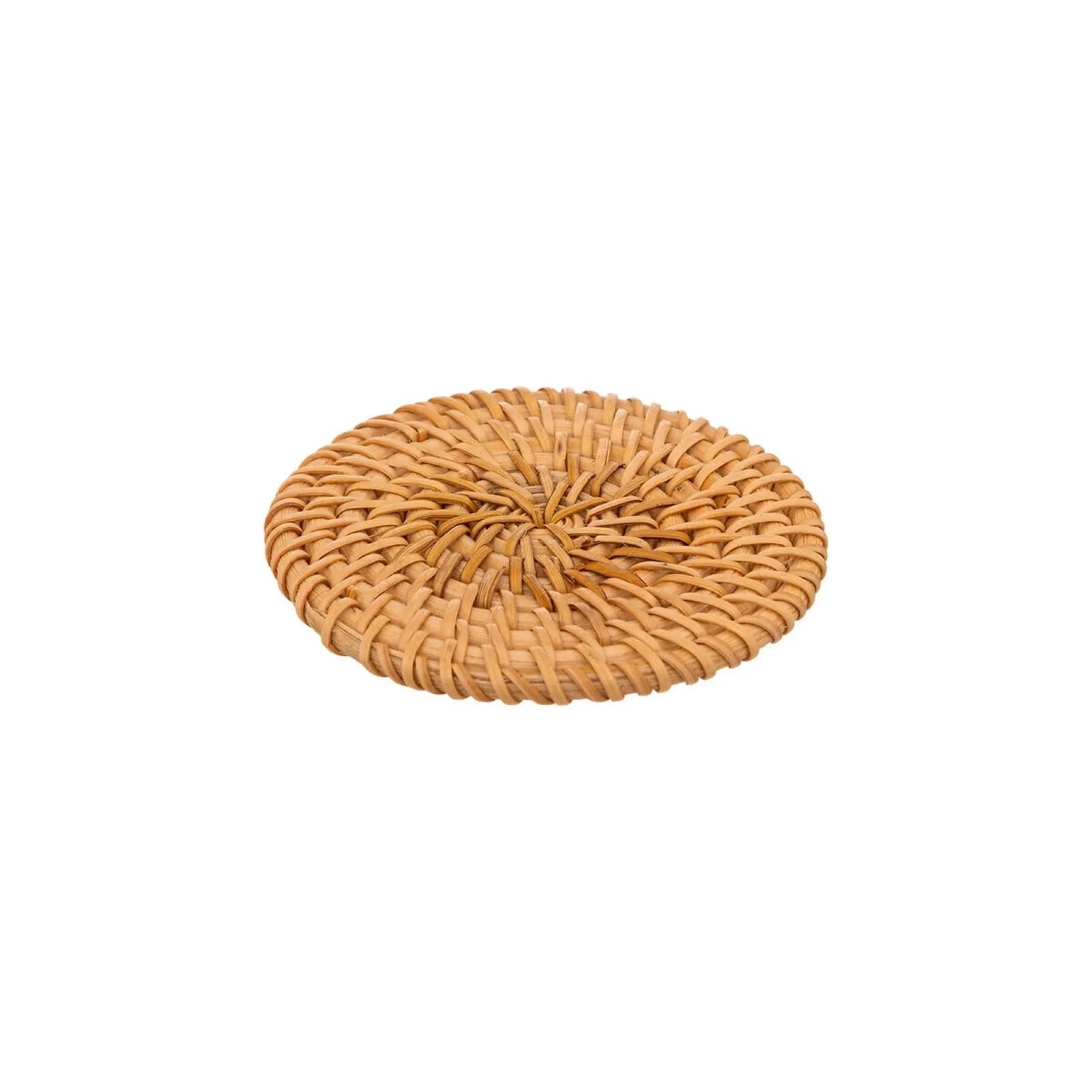 Set 2 tazzine 10 cl in ceramica terracotta con sottobicchieri in rattan naturale