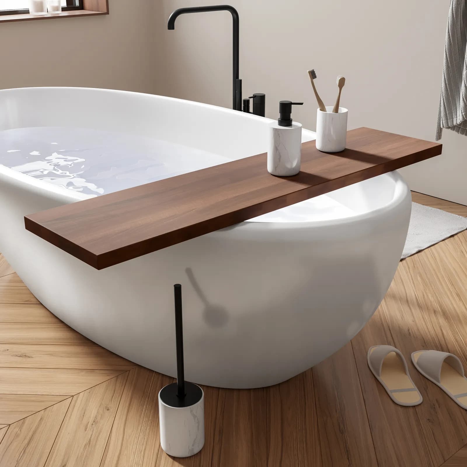 Set 3 accessori d'appoggio in pietra effetto marmo bianco - Aslan