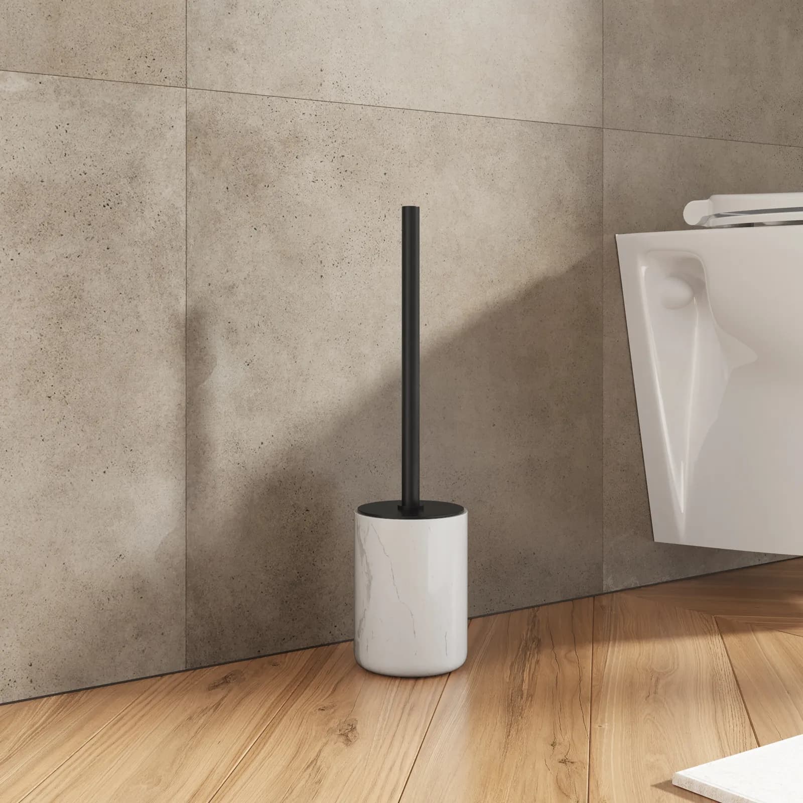 Set 3 accessori d'appoggio in pietra effetto marmo bianco - Aslan