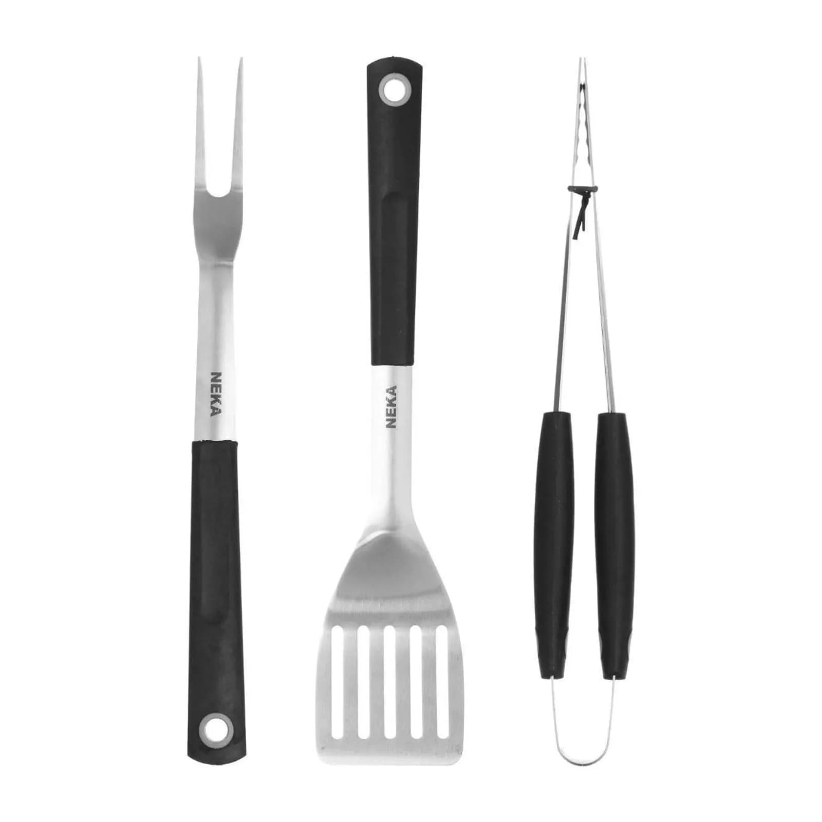 Set 3 accessori per il barbecue in acciaio inox cromo