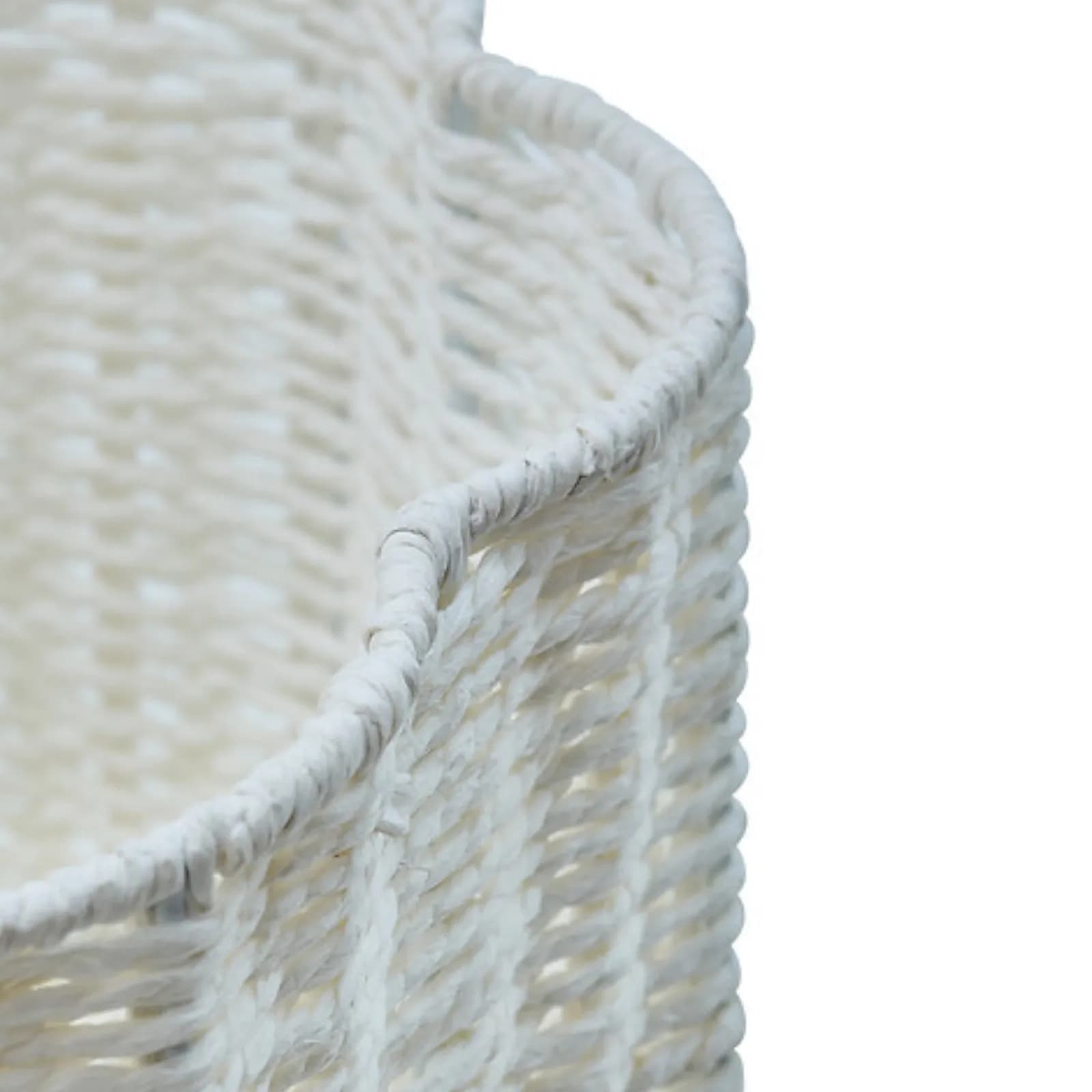 Set 3 cestini a forma di fiore intrecciati in corda bianco