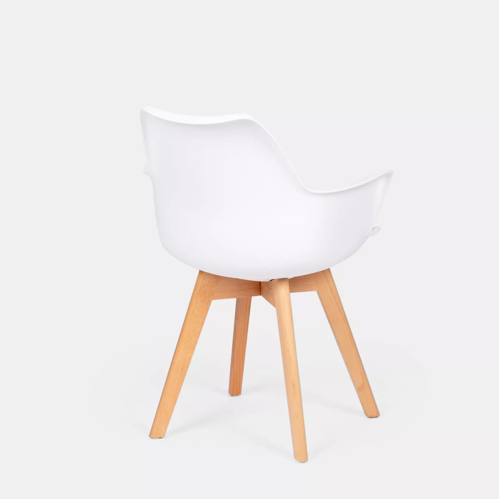 Set 2 sedie in polipropilene bianco con cuscino in similpelle e gambe in legno - Parva