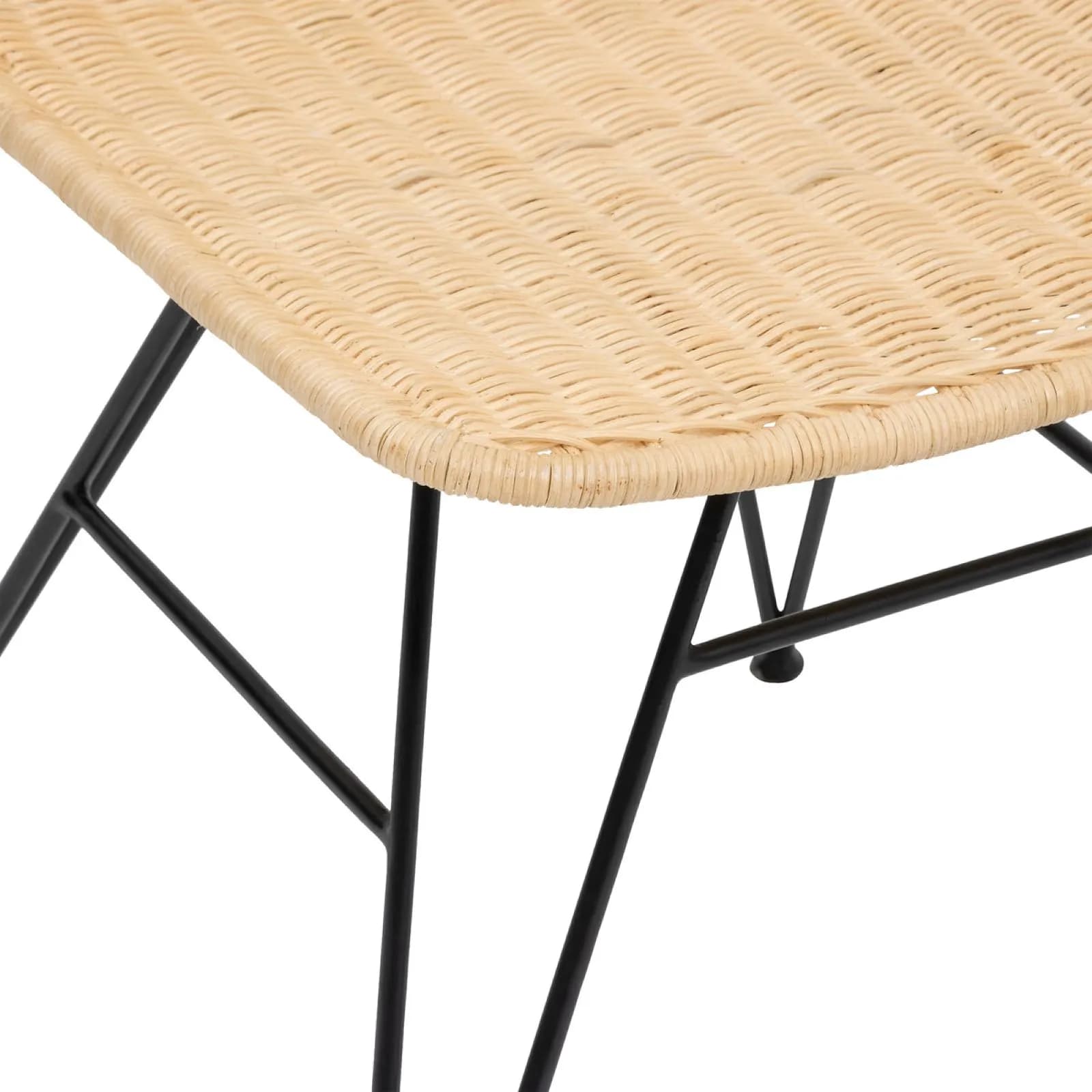 Set 3 sedie in acciaio nero e rattan intrecciato a mano - Mayne