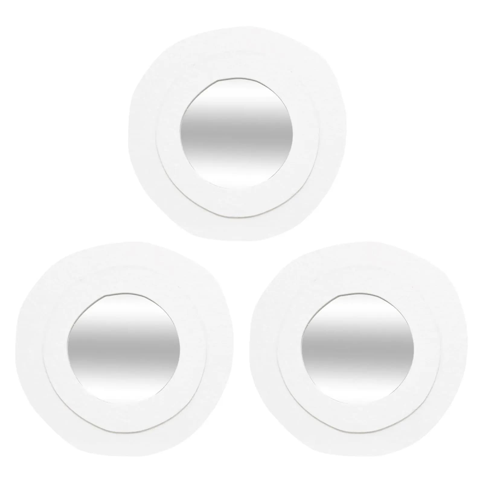 Set 3 specchi d'interno rotondi 25 cm con cornice bianco opaco