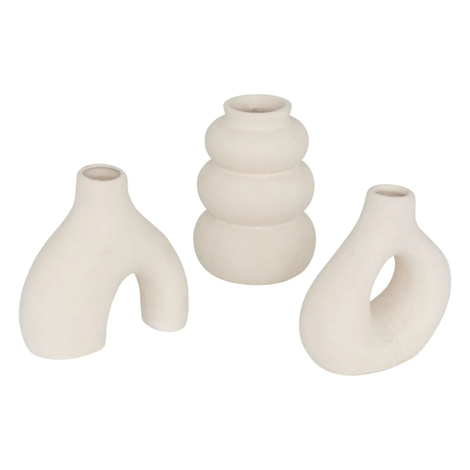 Set 3 vasi da interno 9h cm in ceramica beige