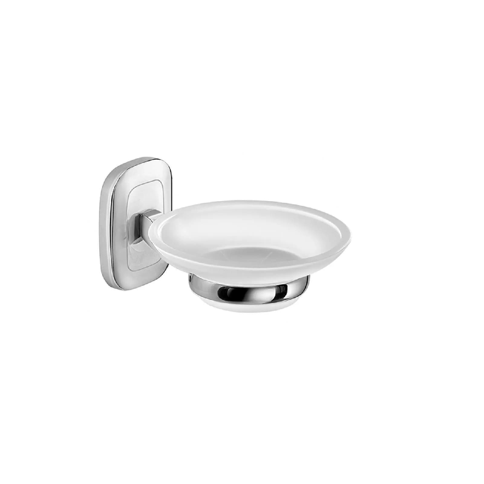Set 4 accessori a muro in acciaio inox e cromall cromo e vetro satinato - Everest di Gedy