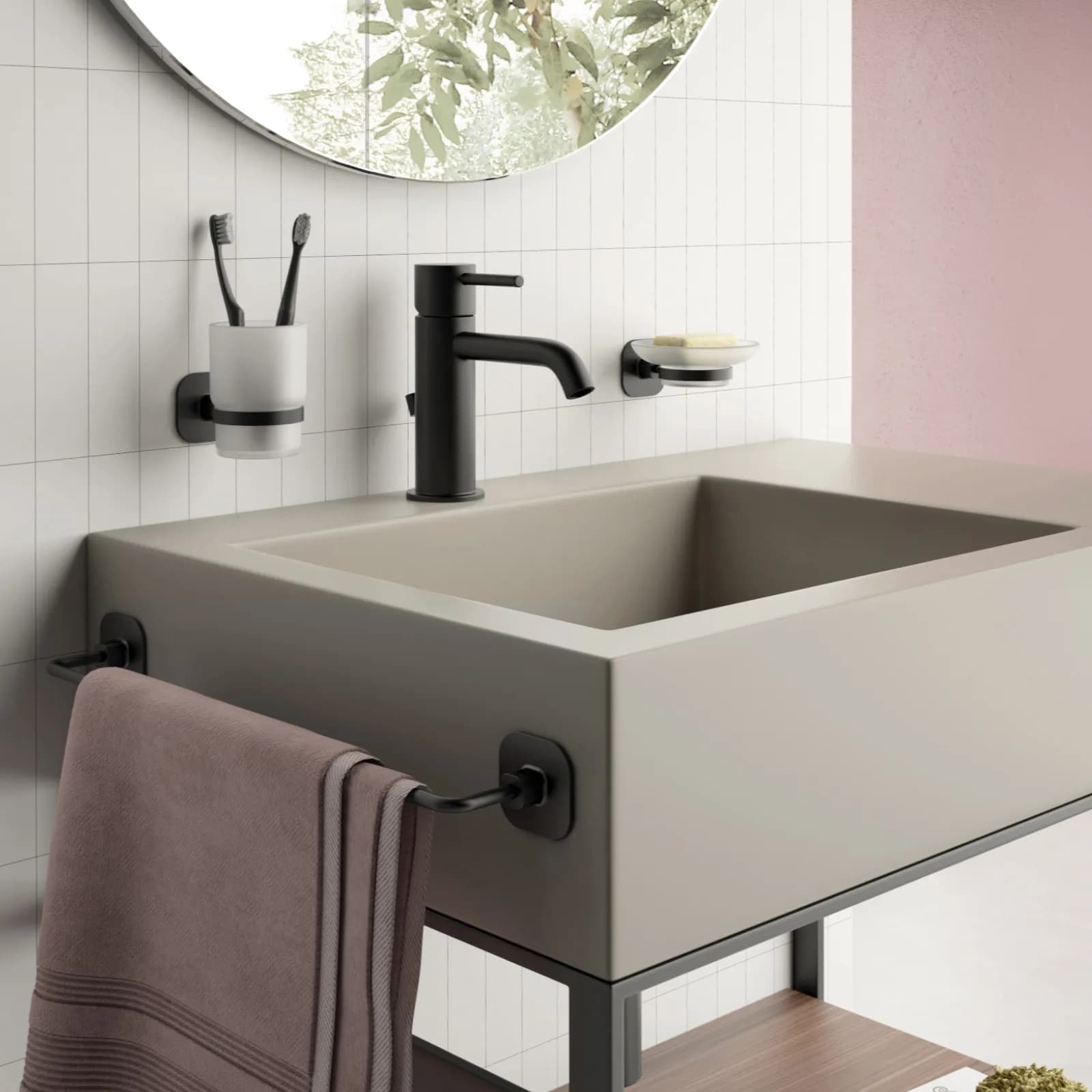 Set 4 accessori a muro in acciaio inox nero opaco - Teide di Gedy
