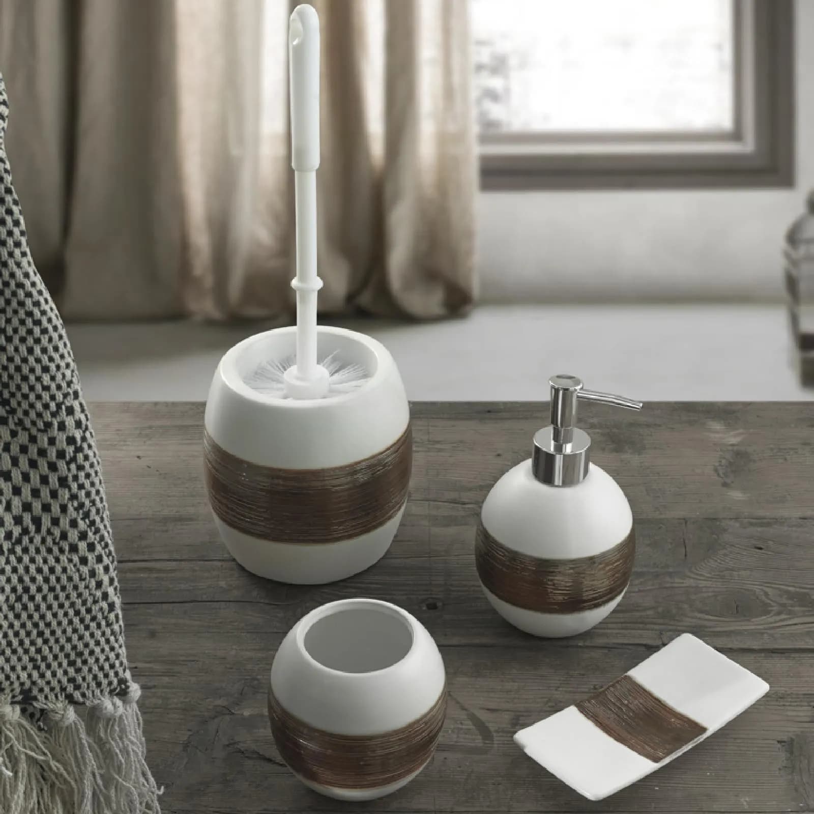Set 4 accessori appoggio in resina bianco e bronzo - Alexia di Gedy