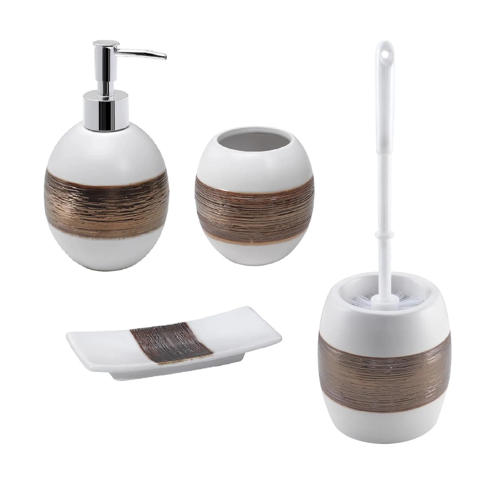 Set 4 accessori appoggio in resina bianco e bronzo - Alexia di Gedy