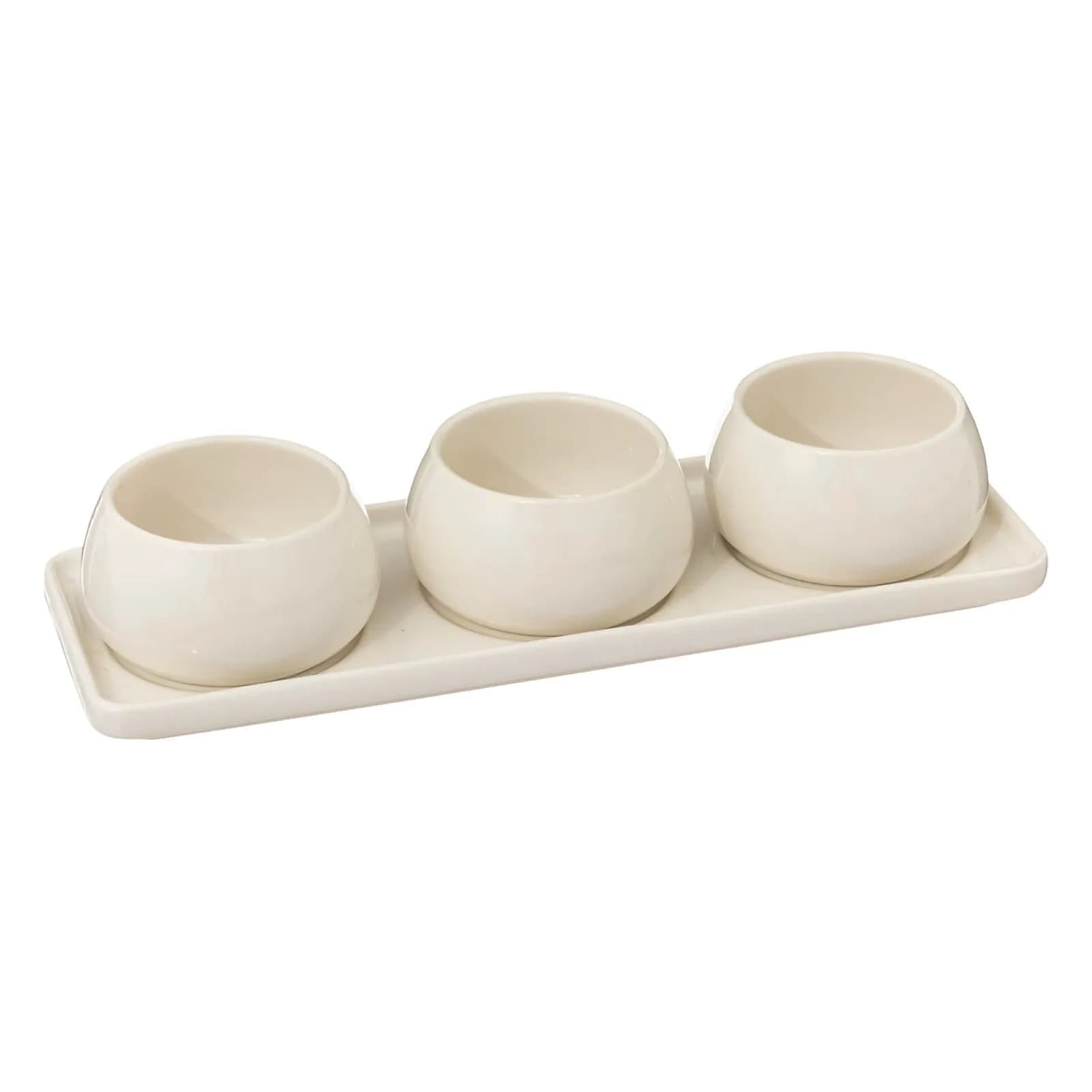 Set 4 accessori per aperitivo in ceramica bianco