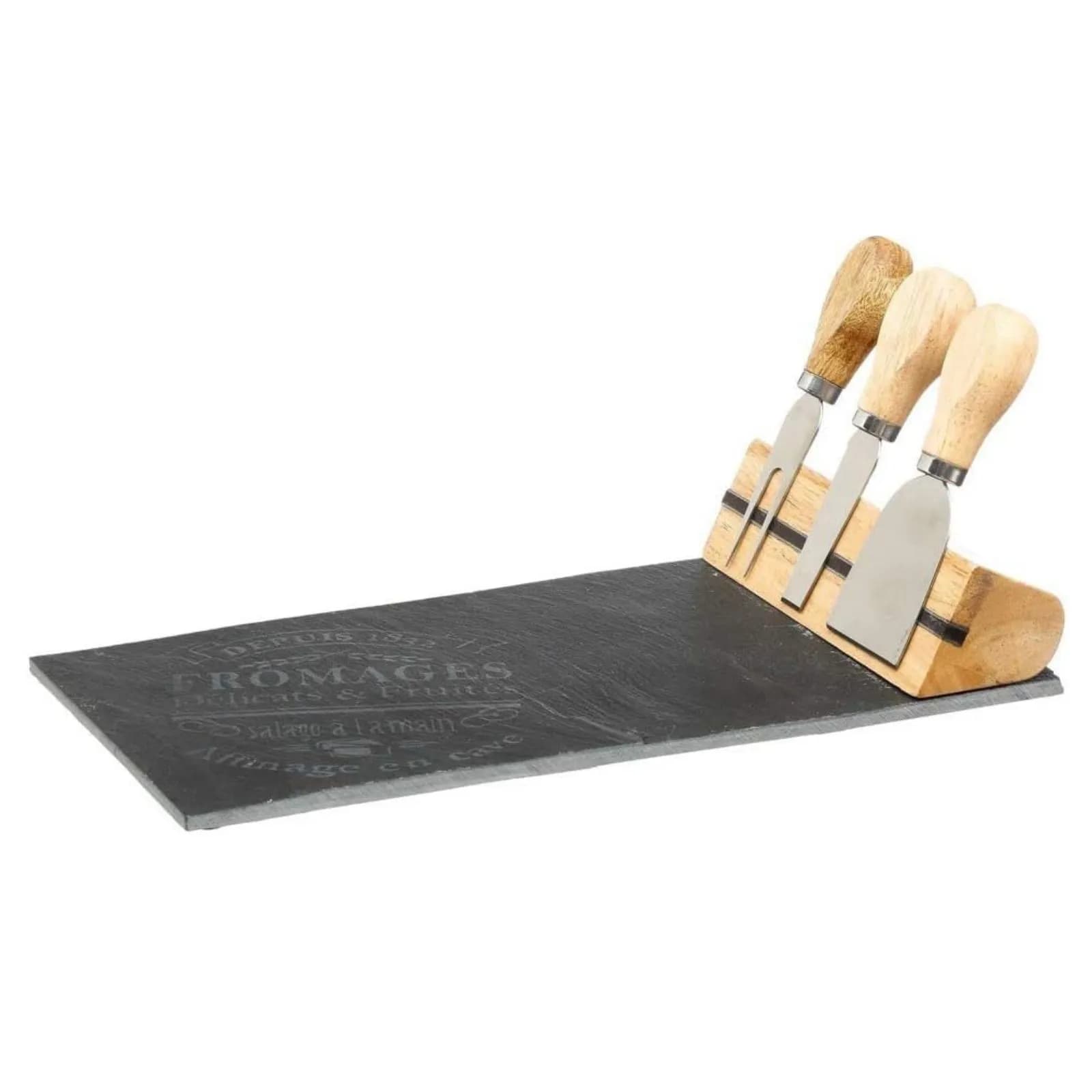 Set 4 accessori per il formaggio in acciaio inox e ardesia