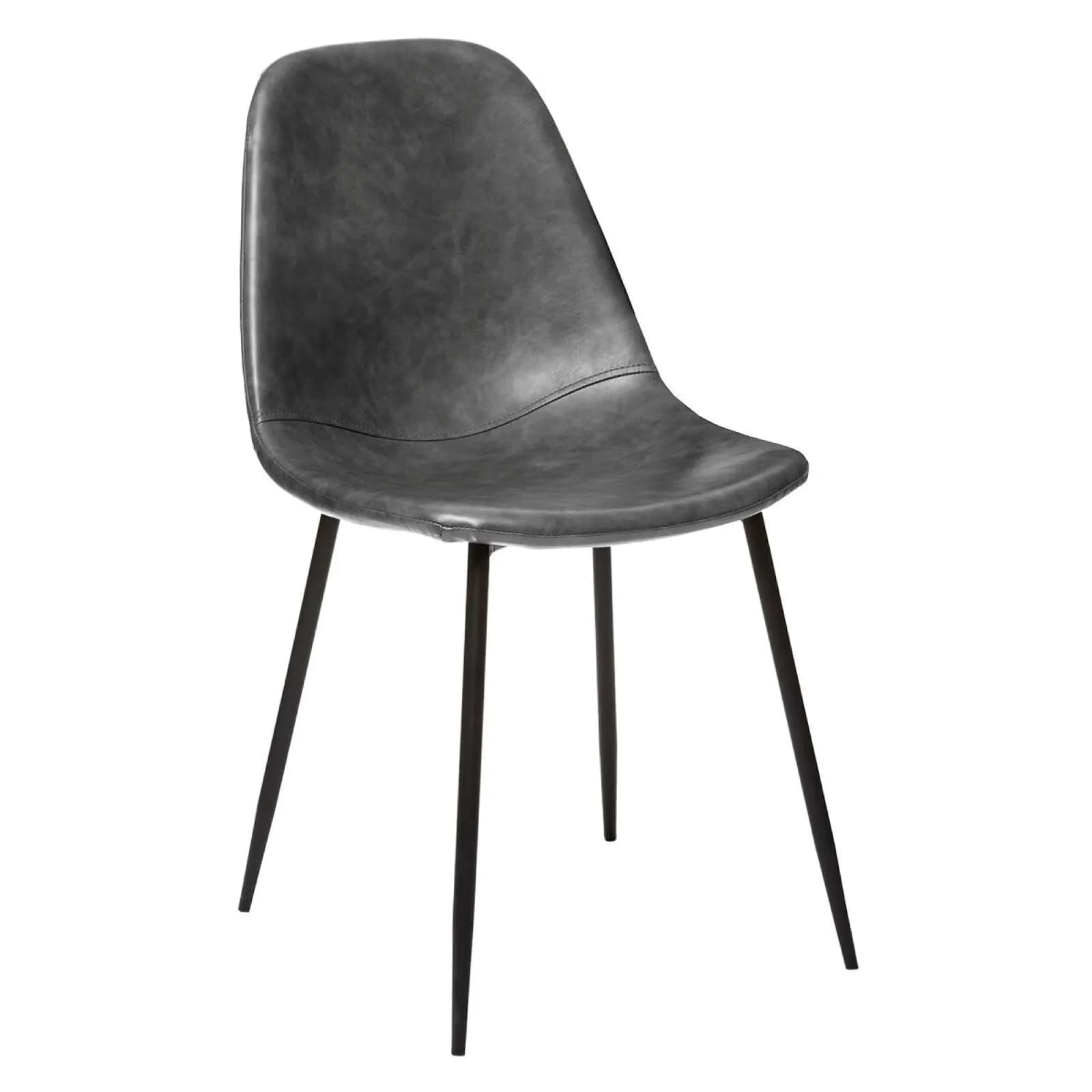 Set 4 sedie in similpelle grigio e acciaio nero - Walda