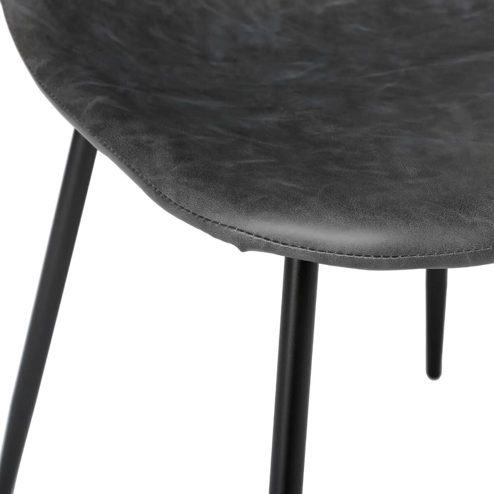 Set 4 sedie in similpelle grigio e acciaio nero - Walda