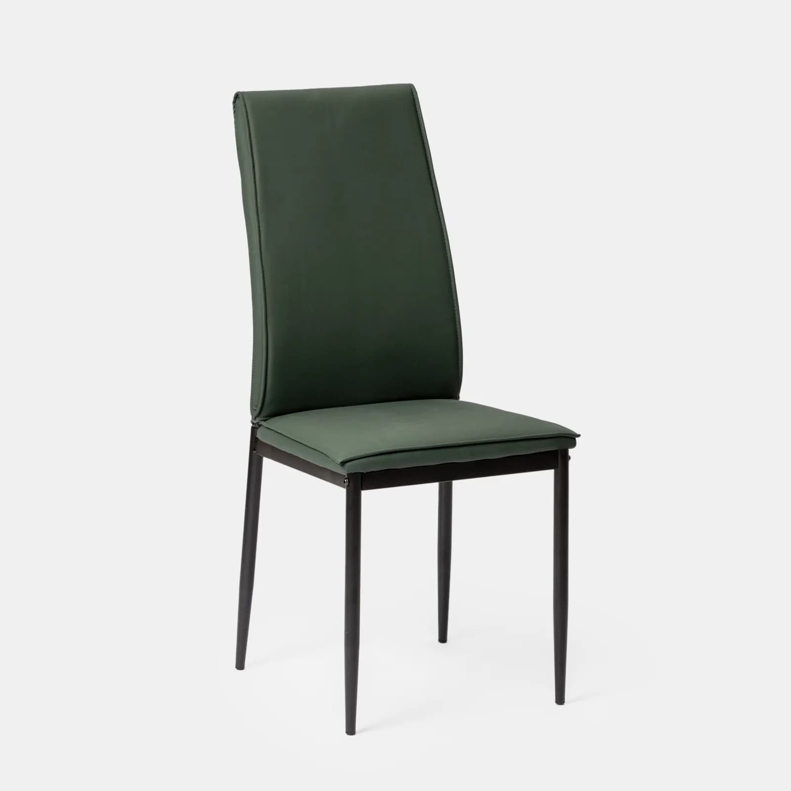 Set 4 sedie in similpelle verde bosco con gambe in metallo nero - Iolanda