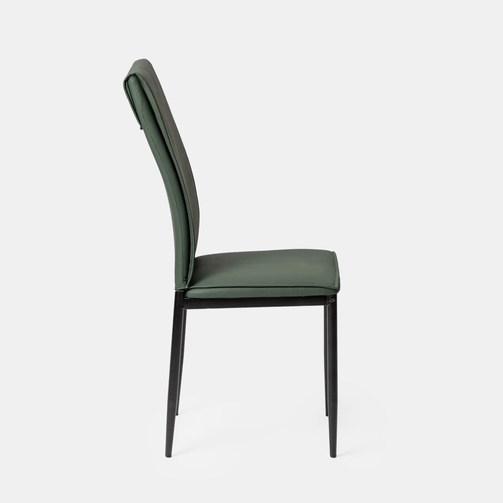 Set 4 sedie in similpelle verde bosco con gambe in metallo nero - Iolanda