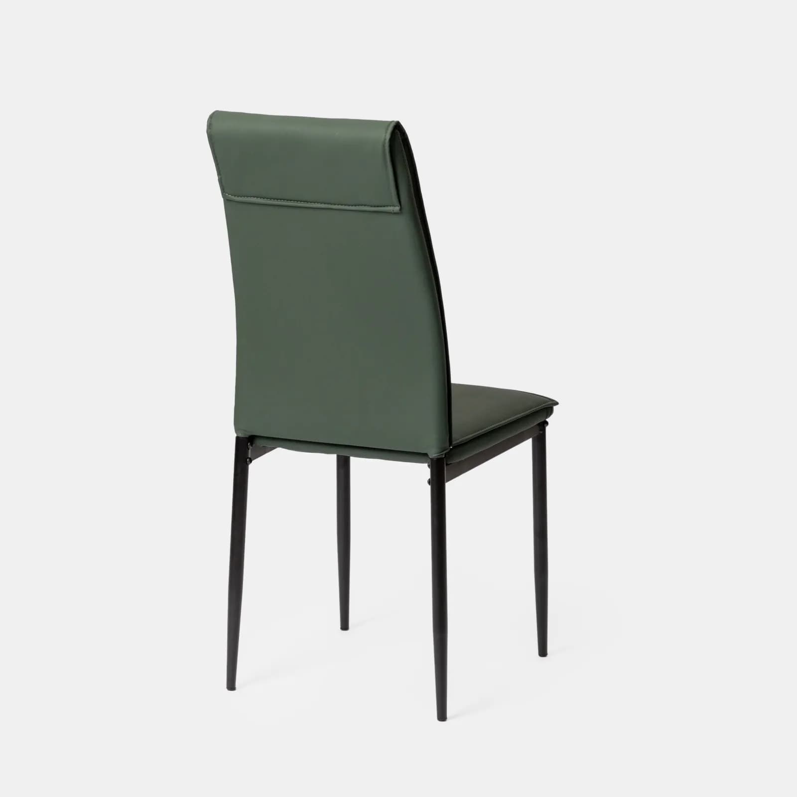Set 4 sedie in similpelle verde bosco con gambe in metallo nero - Iolanda