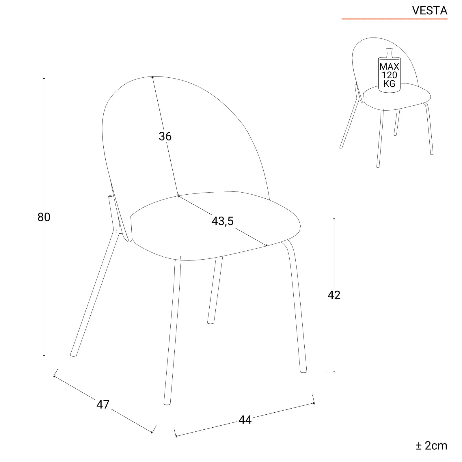 Set 4 sedie in velluto grigio a coste e gambe nere - Vesta
