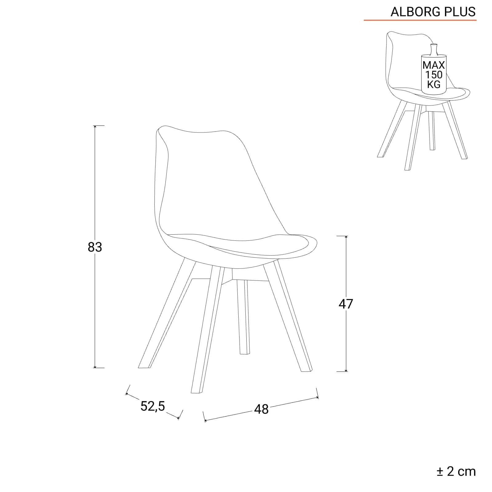 Set 4 sedie scandi nero trasparente gambe in legno con cuscino nero - Alborg Ghost