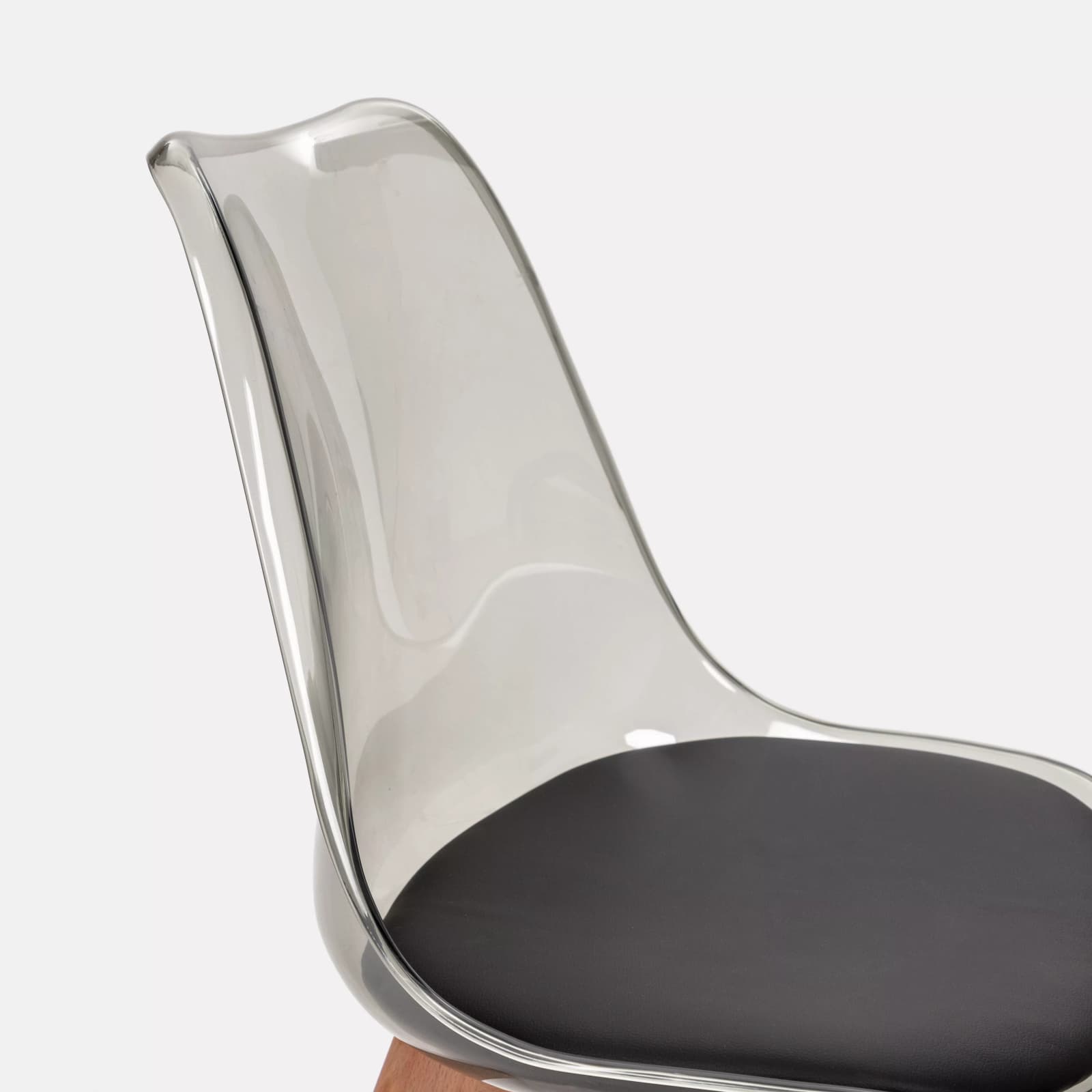 Set 4 sedie scandi nero trasparente gambe in legno con cuscino nero - Alborg Ghost