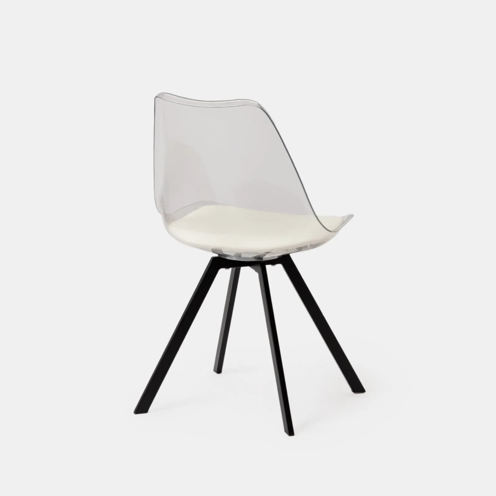 Set 4 sedie trasparenti con cuscino bianco e gambe nere - Odiel