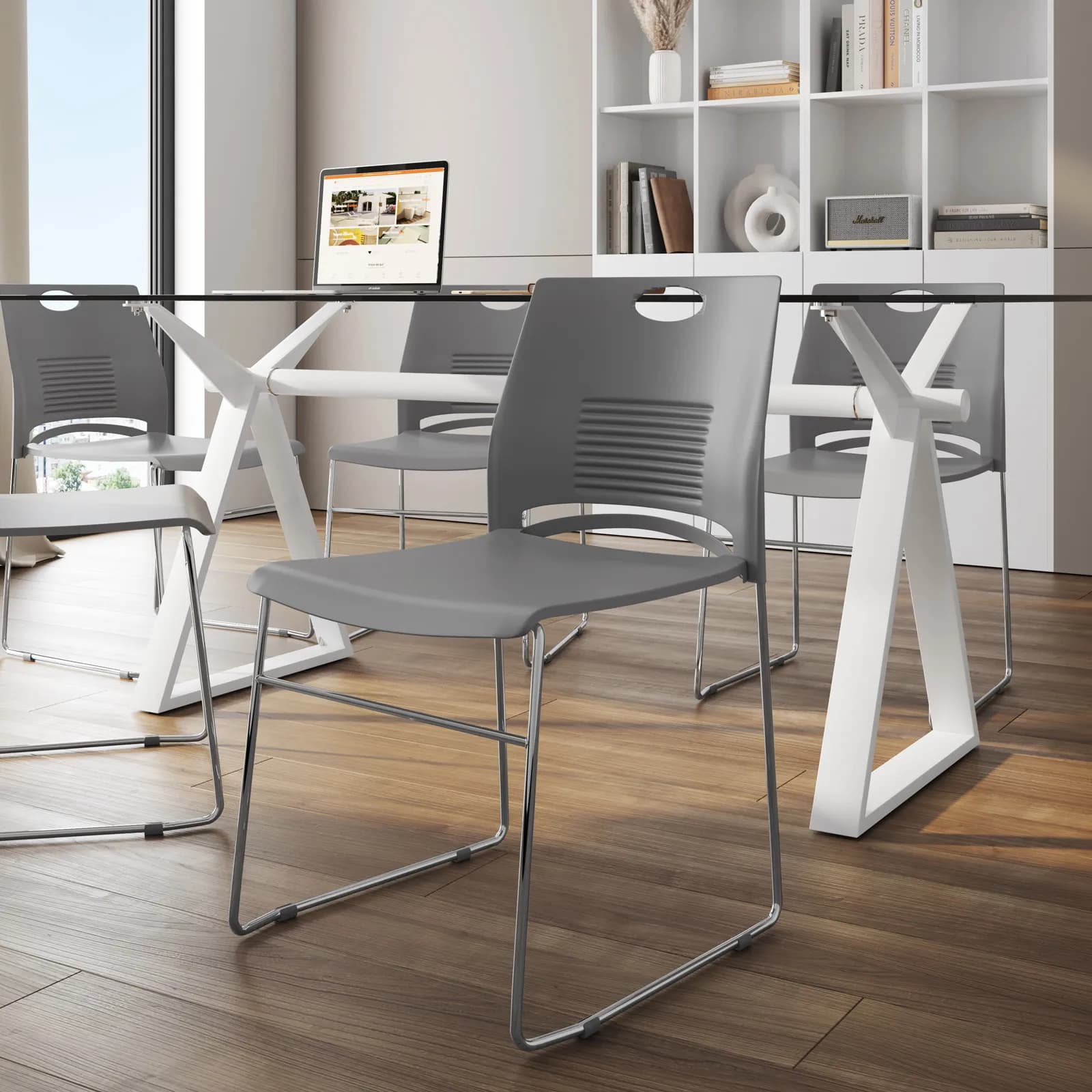 Set 5 sedie da ufficio in polipropilene grigio - Ceif