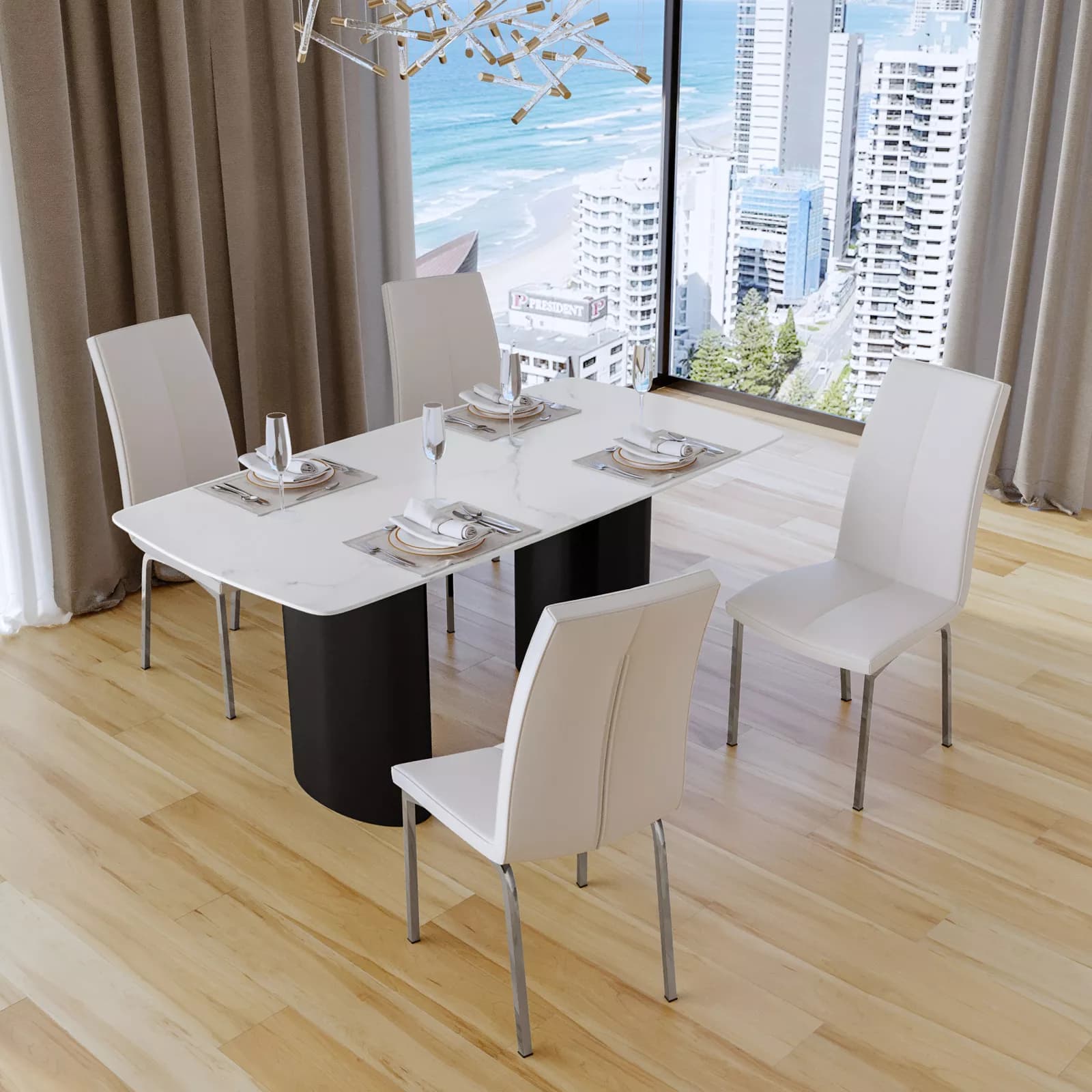 Set 4 sedie design moderno in similpelle bianco - Granduca