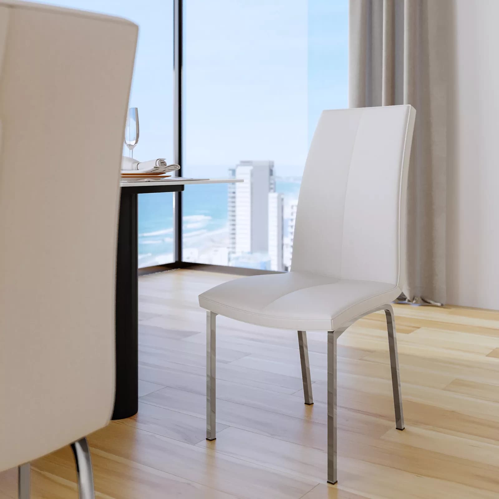 Set 4 sedie design moderno in similpelle bianco - Granduca