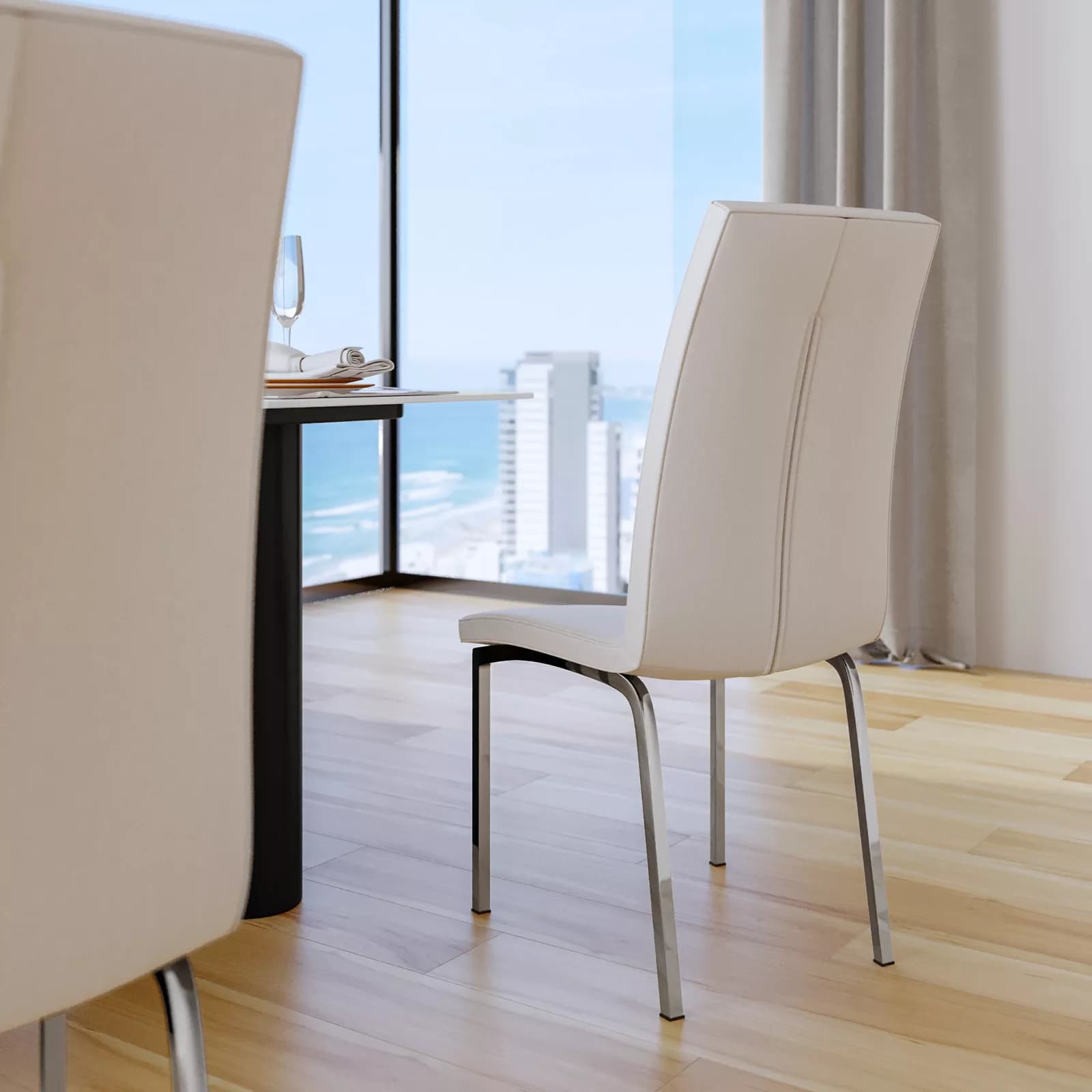 Set 4 sedie design moderno in similpelle bianco - Granduca