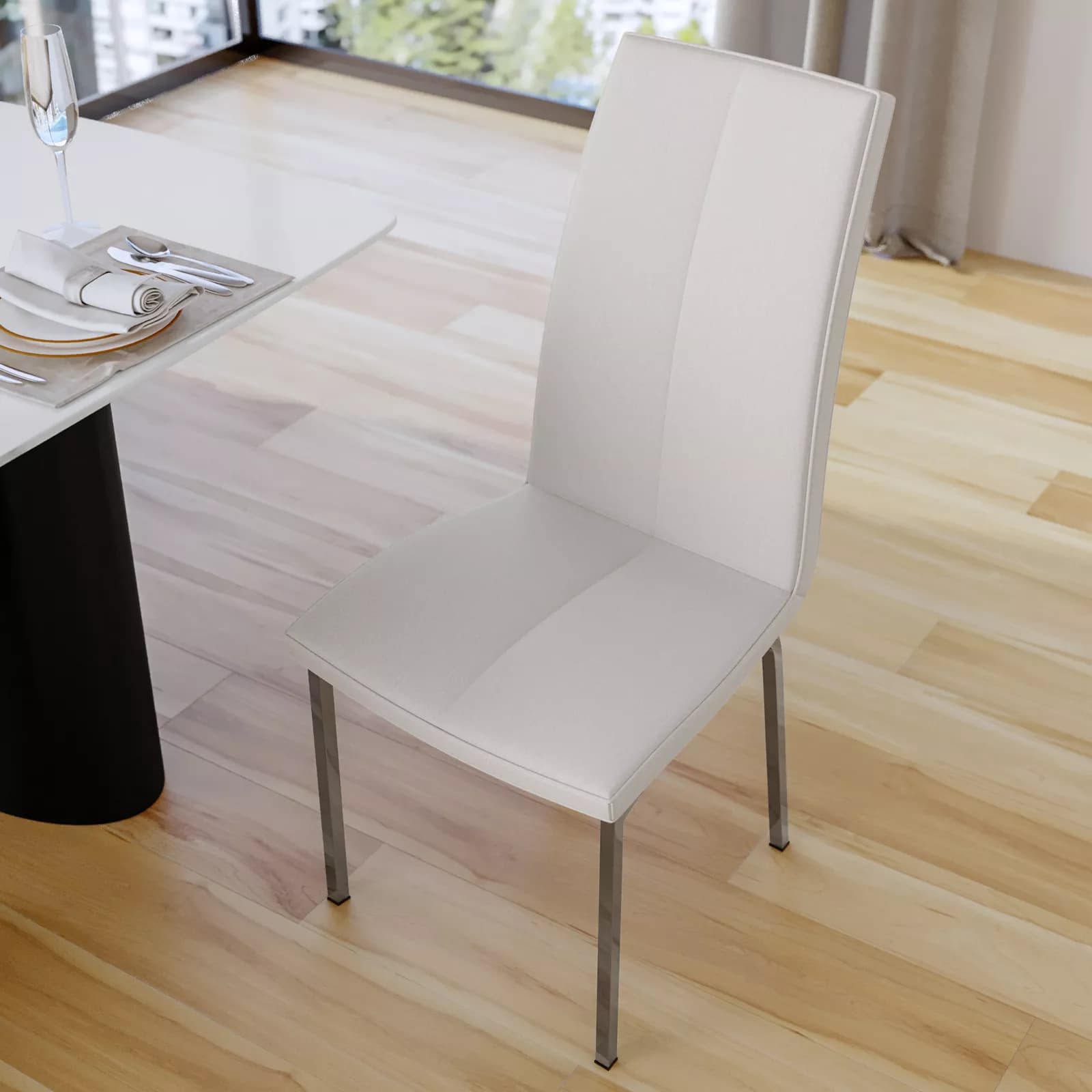 Set 4 sedie design moderno in similpelle bianco - Granduca