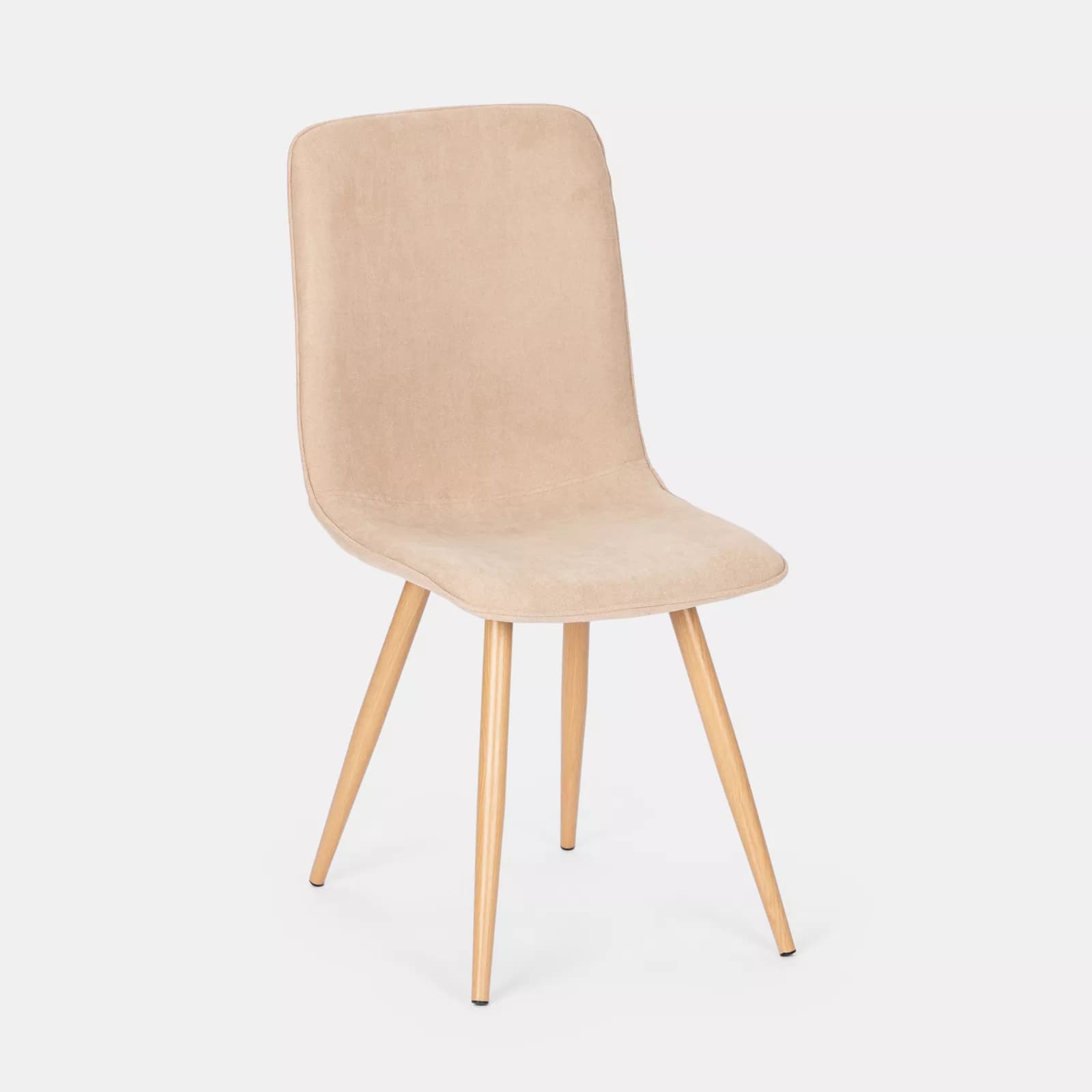 Set 6 sedie in tessuto beige con gambe rovere chiaro - Sirya