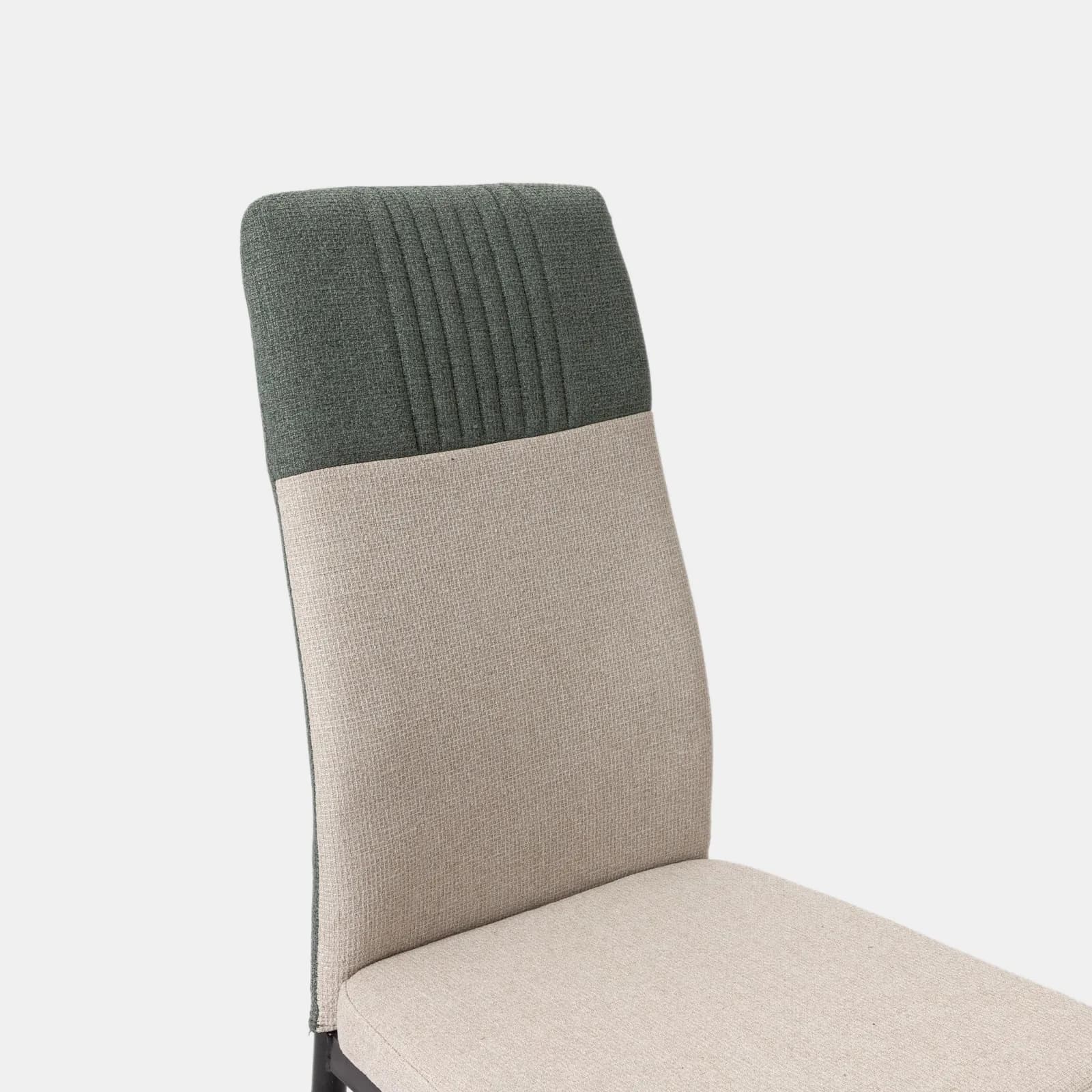 Set 6 sedie in tessuto beige e verde giada con gambe in metallo nere - Sworty Plus