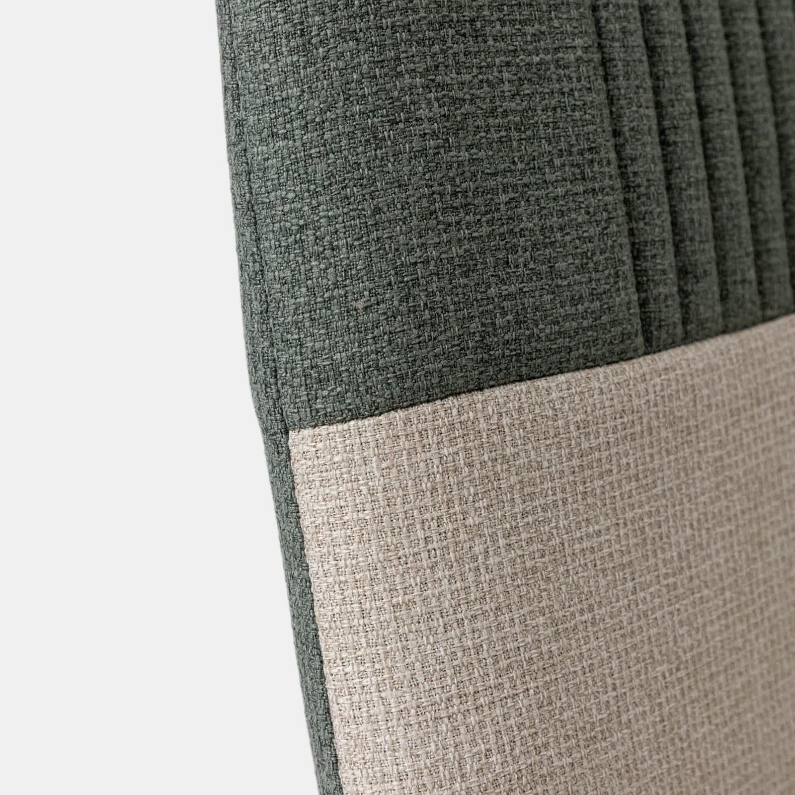 Set 6 sedie in tessuto beige e verde giada con gambe in metallo nere - Sworty Plus