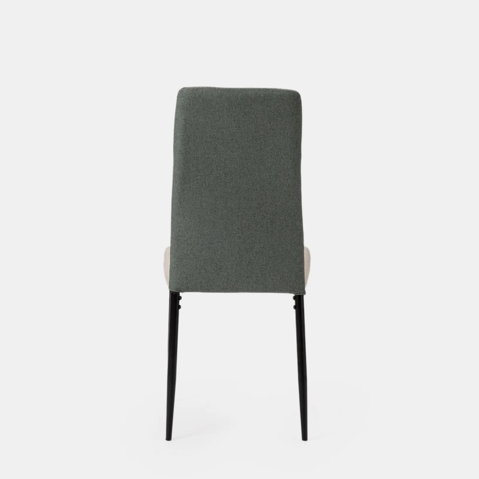 Set 6 sedie in tessuto beige e verde giada con gambe in metallo nere - Sworty Plus