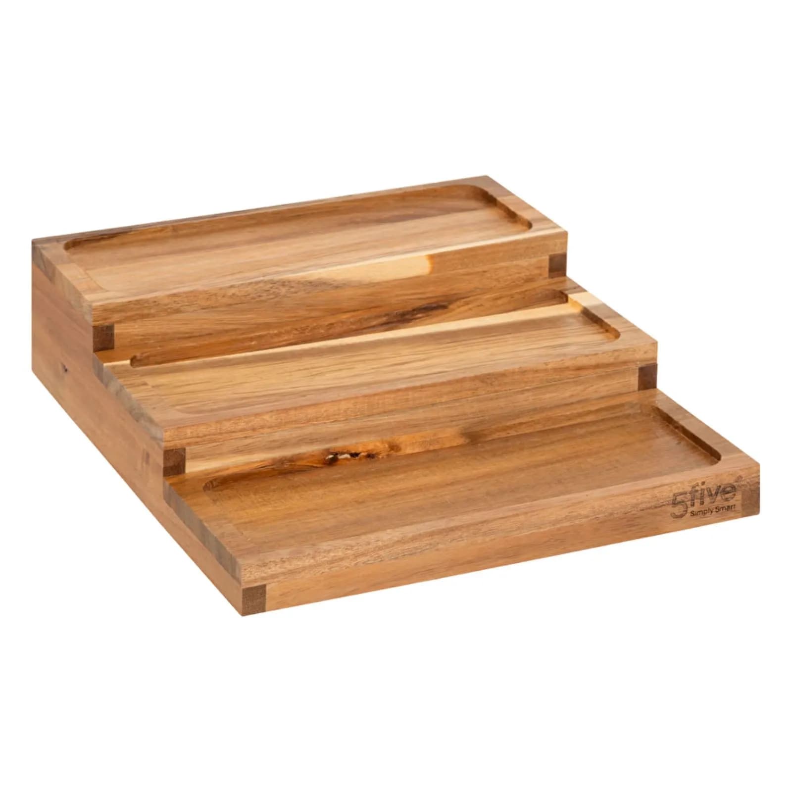 Set 9 vassetti ermetici in vetro con base in legno di acacia naturale