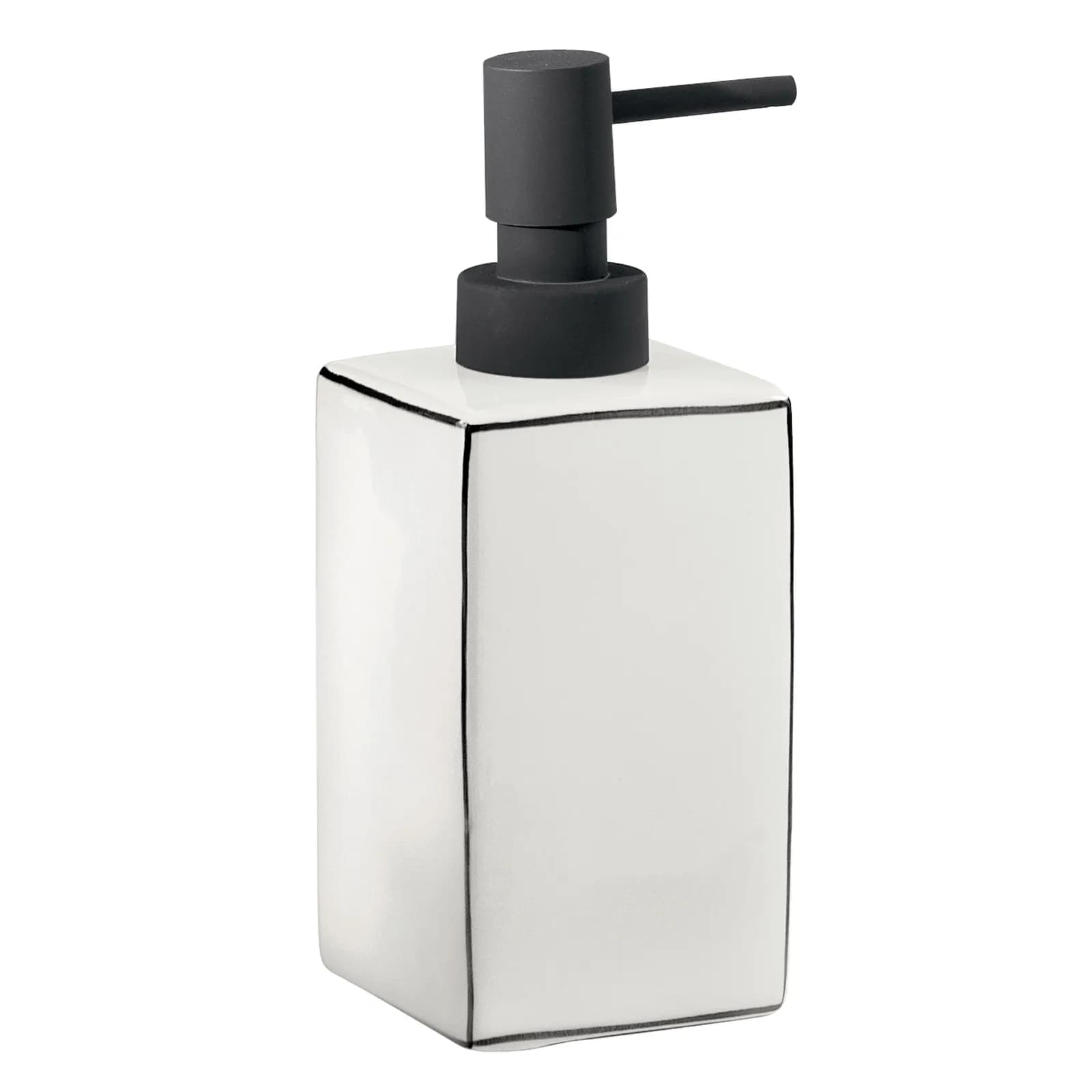 Set 3 accessori da appoggio in ceramica bianco con profilo nero - Lucrezia di Gedy