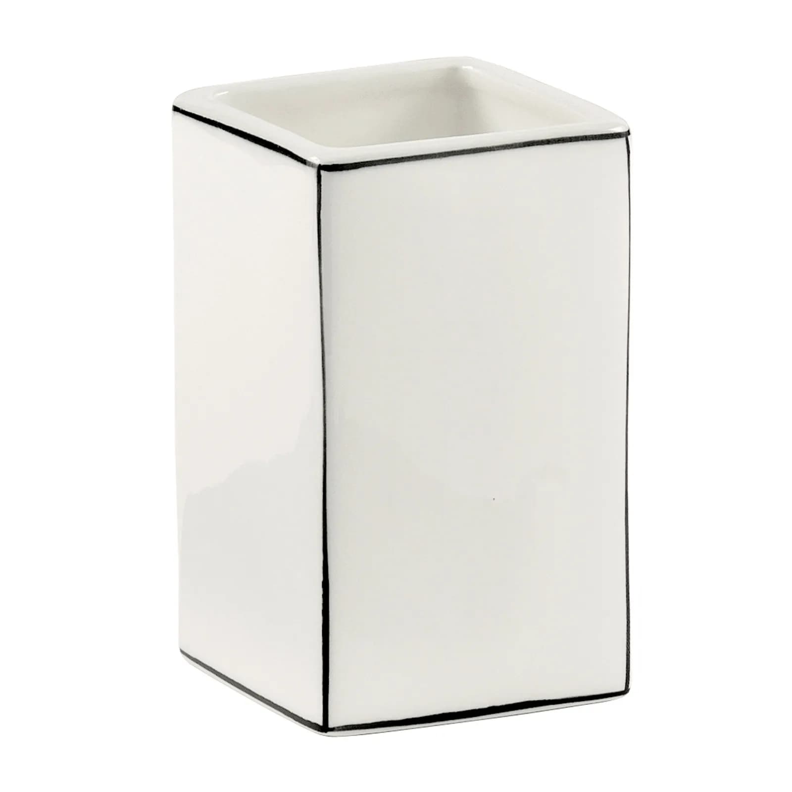 Set 3 accessori da appoggio in ceramica bianco con profilo nero - Lucrezia di Gedy
