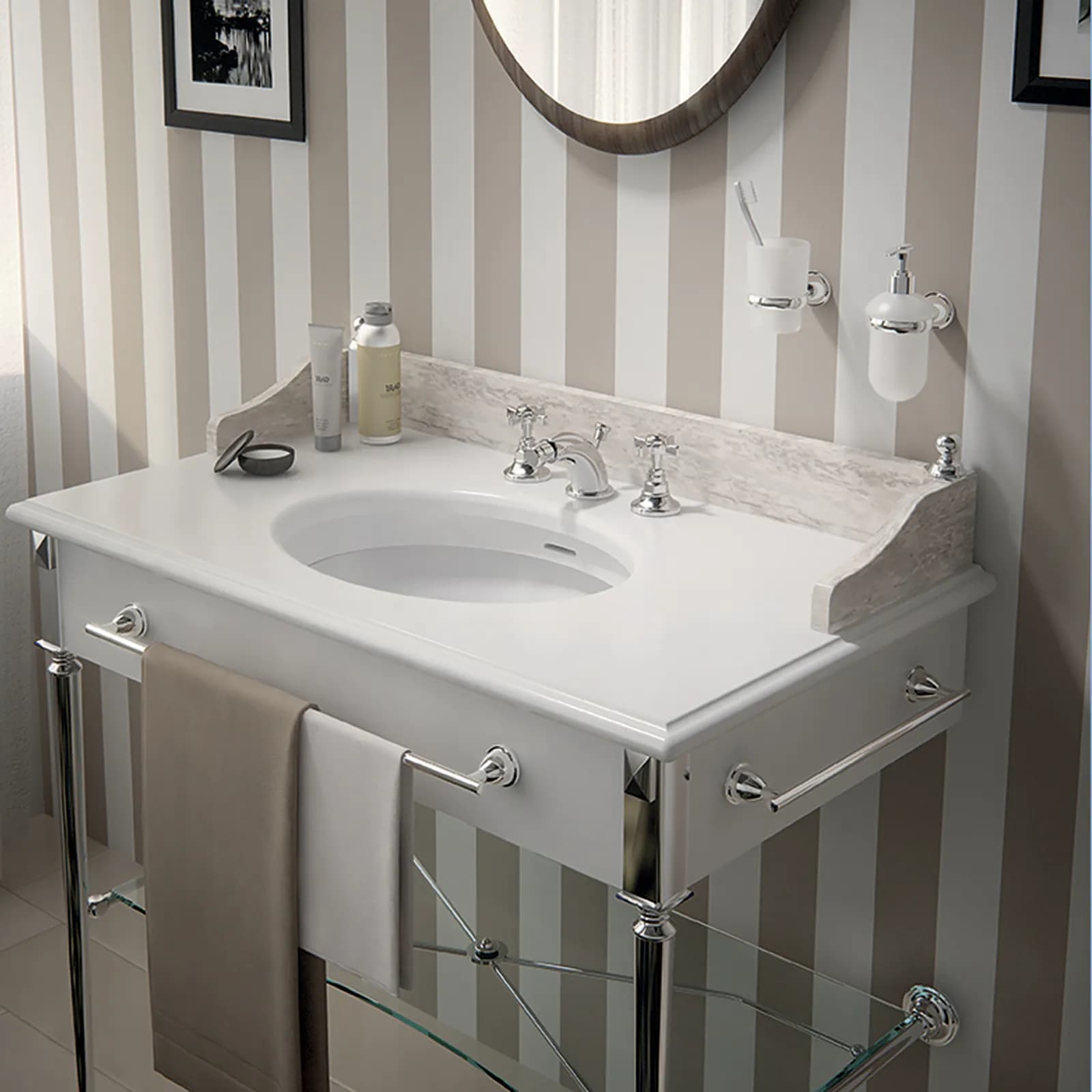Set 5 accessori a muro in acciaio inox e cromall cromo - Genziana di Gedy