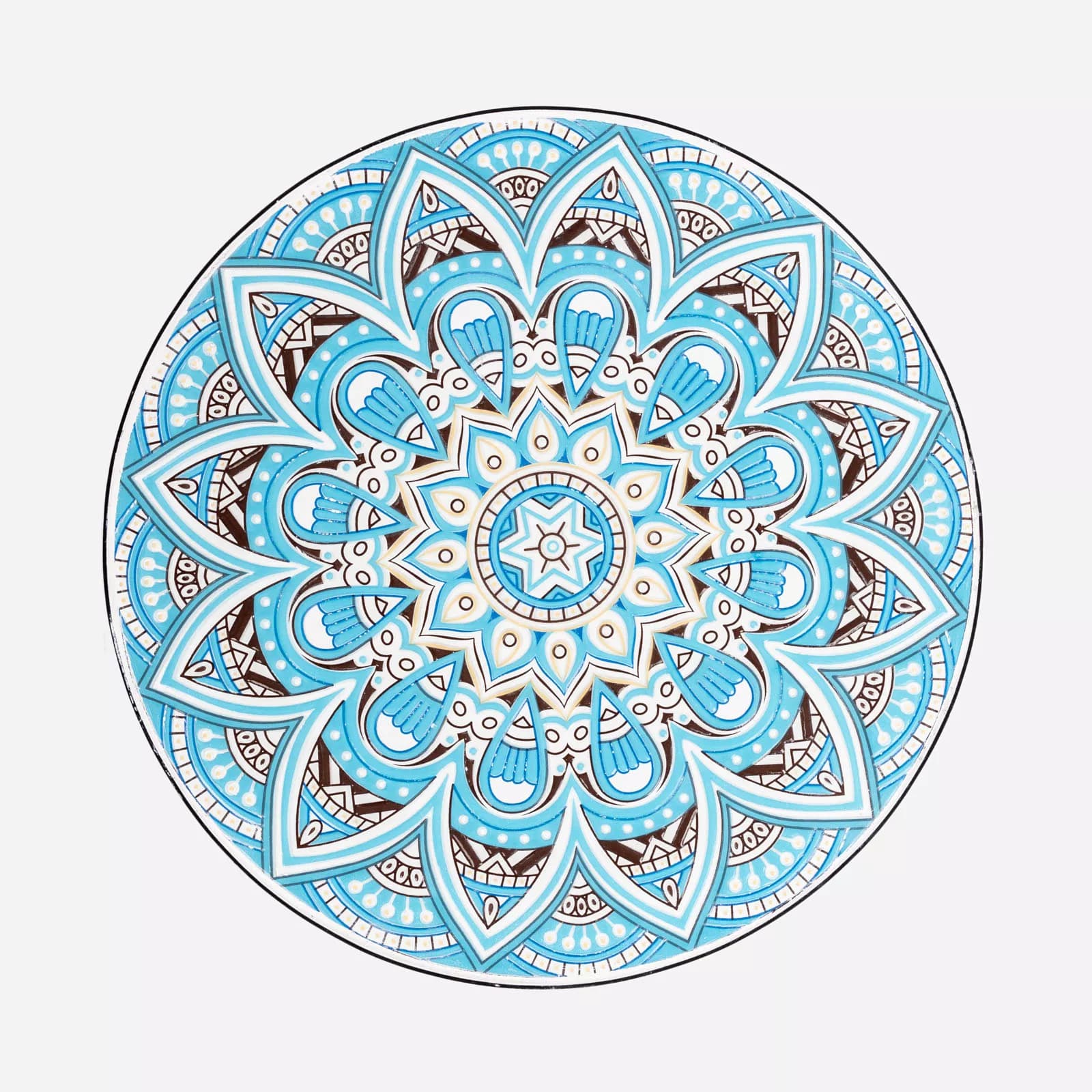 Set bistrot 2 sedie e tavolo rotondo 60 cm con decorazione mandala blu - Otranto