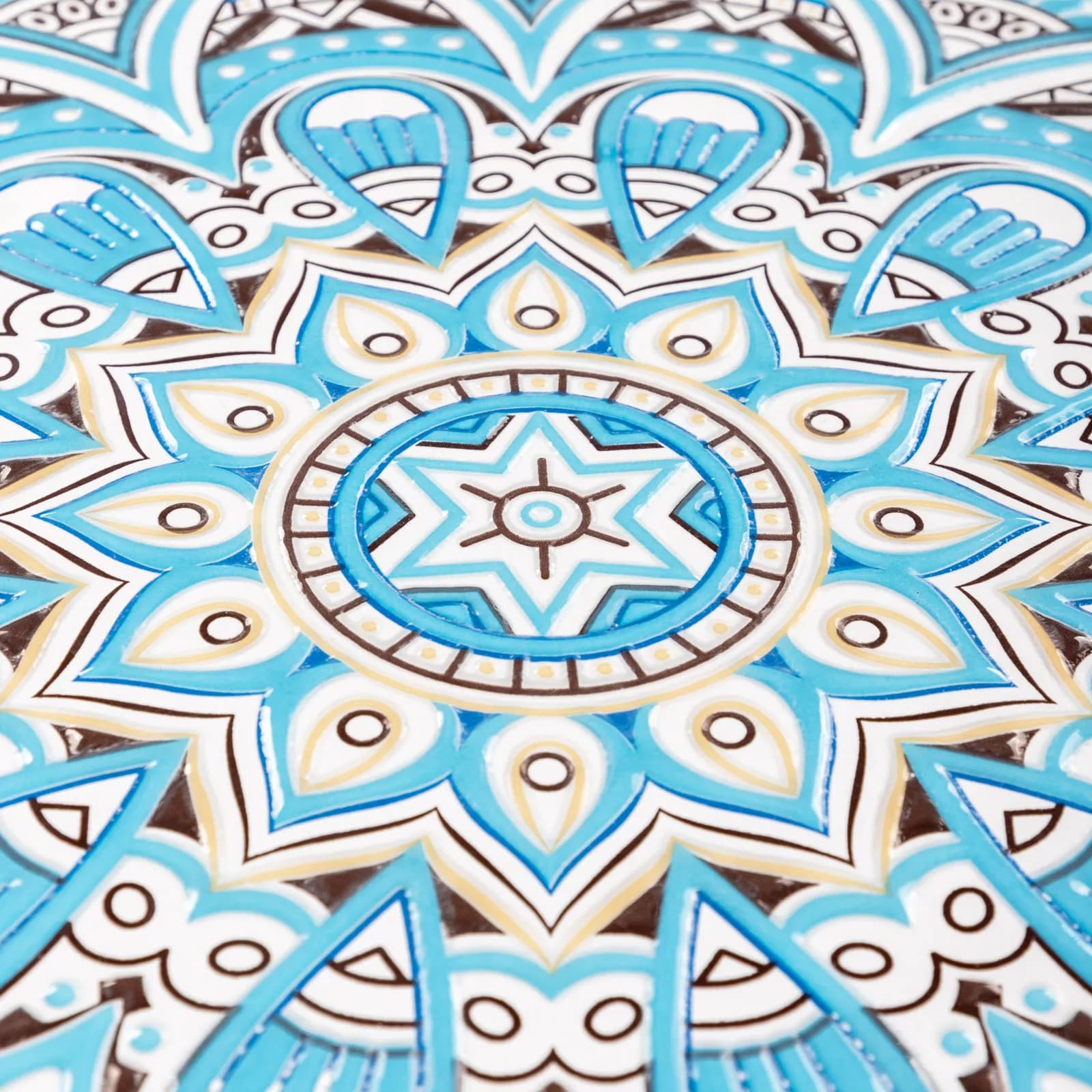 Set bistrot 2 sedie e tavolo rotondo 60 cm con decorazione mandala blu - Otranto