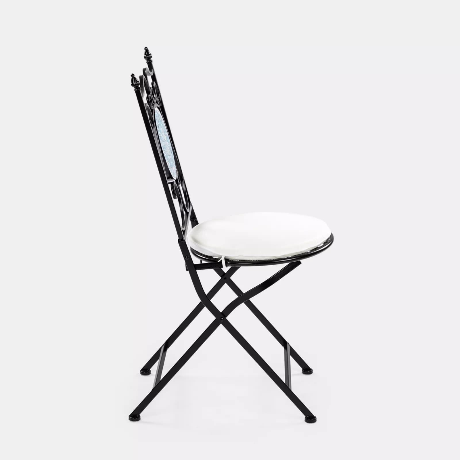 Set bistrot 2 sedie e tavolo rotondo 60 cm con decorazione mandala blu - Otranto