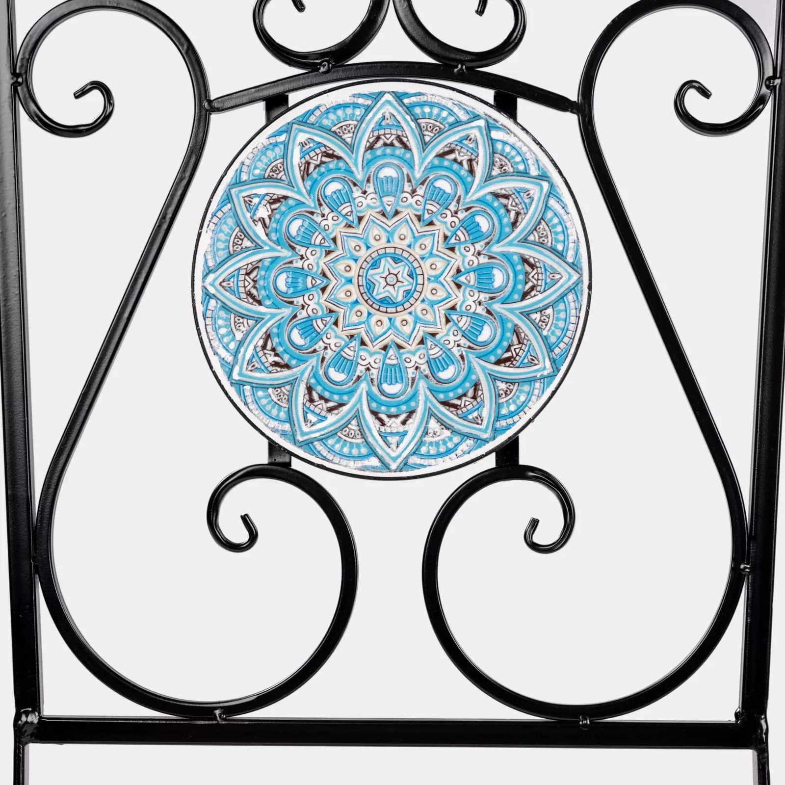 Set bistrot 2 sedie e tavolo rotondo 60 cm con decorazione mandala blu - Otranto