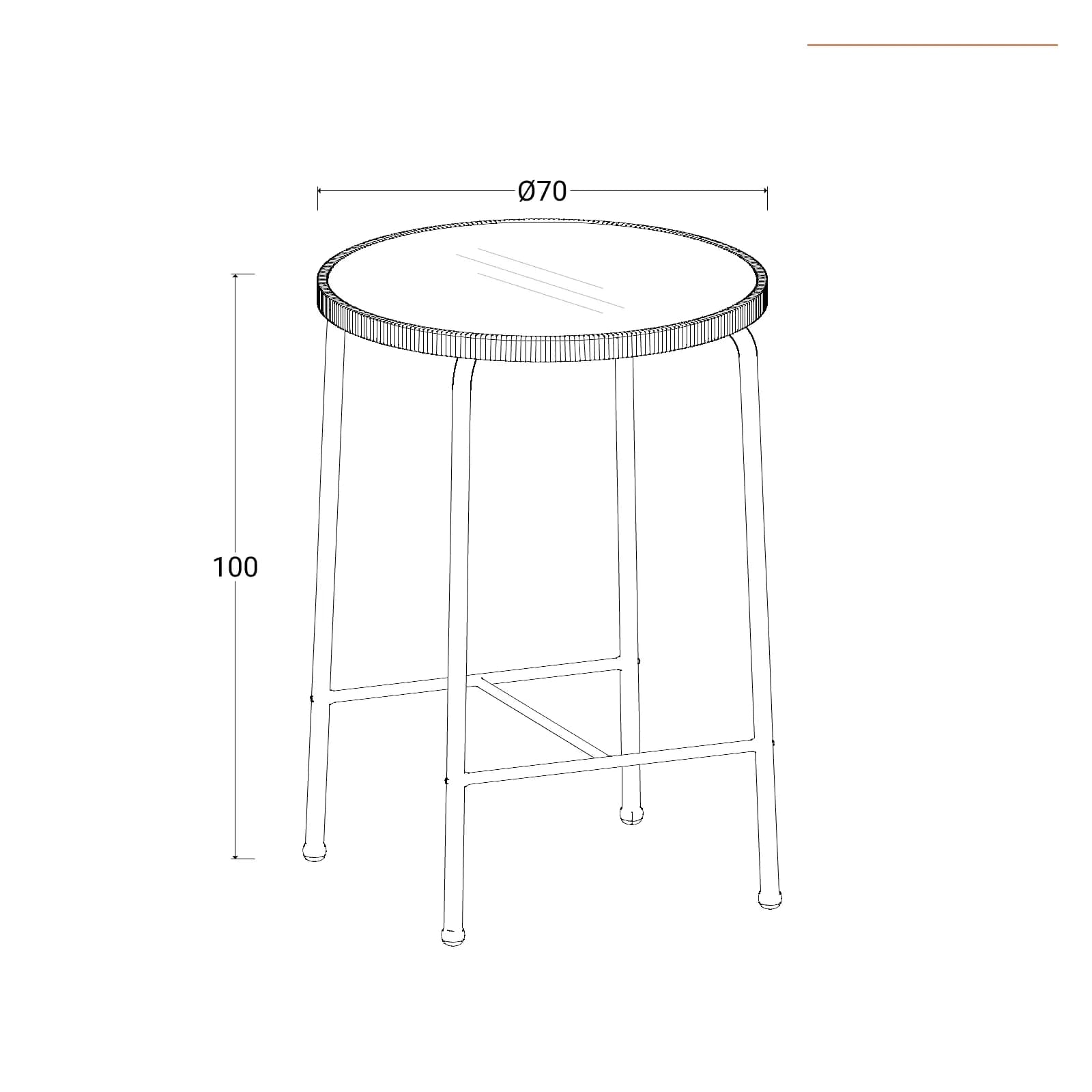 Set bistrot tavolo alto rotondo 70 cm e 2 sgabelli in acciaio bianco e polyrattan naturale - Griel
