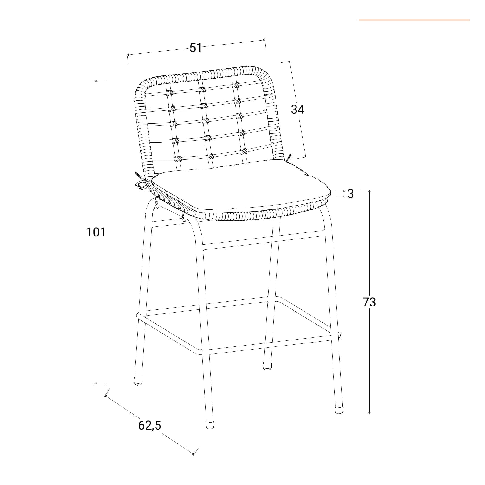 Set bistrot tavolo alto rotondo 70 cm e 2 sgabelli in acciaio bianco e polyrattan naturale - Griel