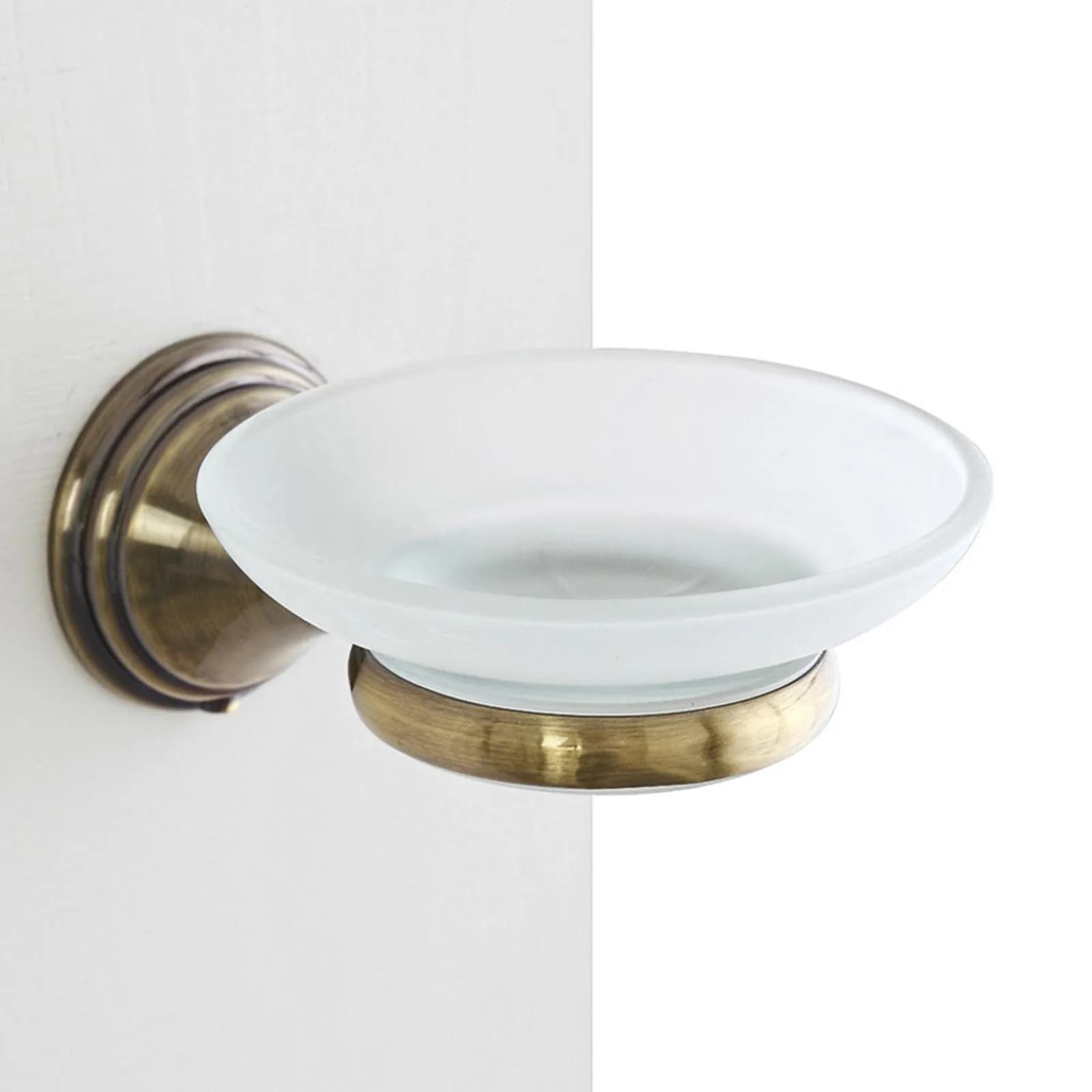 Set 4 accessori da bagno a muro in vetro e metallo bronzato - Asterix