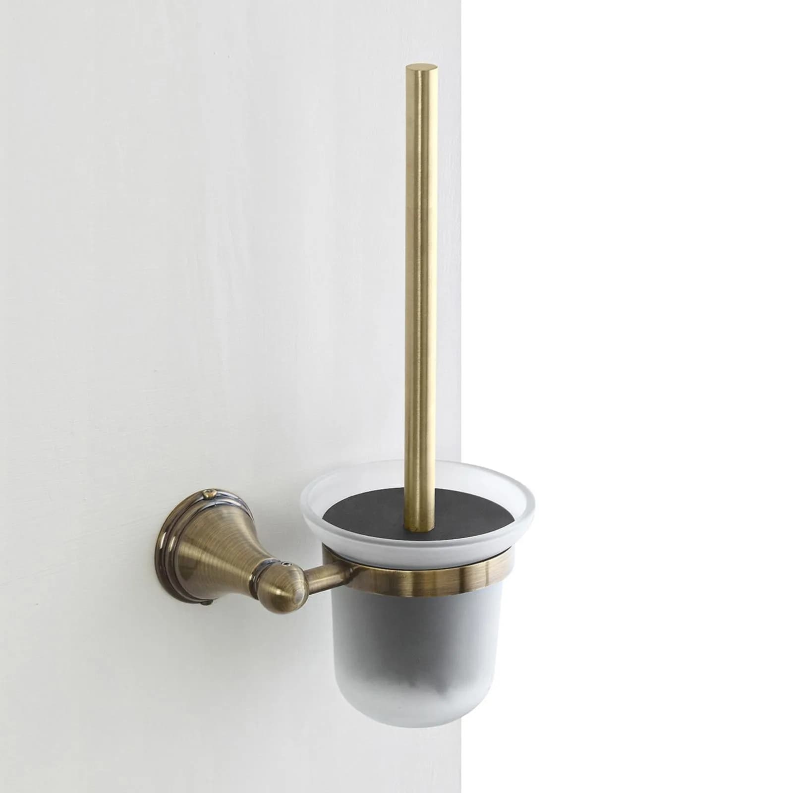 Set 4 accessori da bagno a muro in vetro e metallo bronzato - Asterix