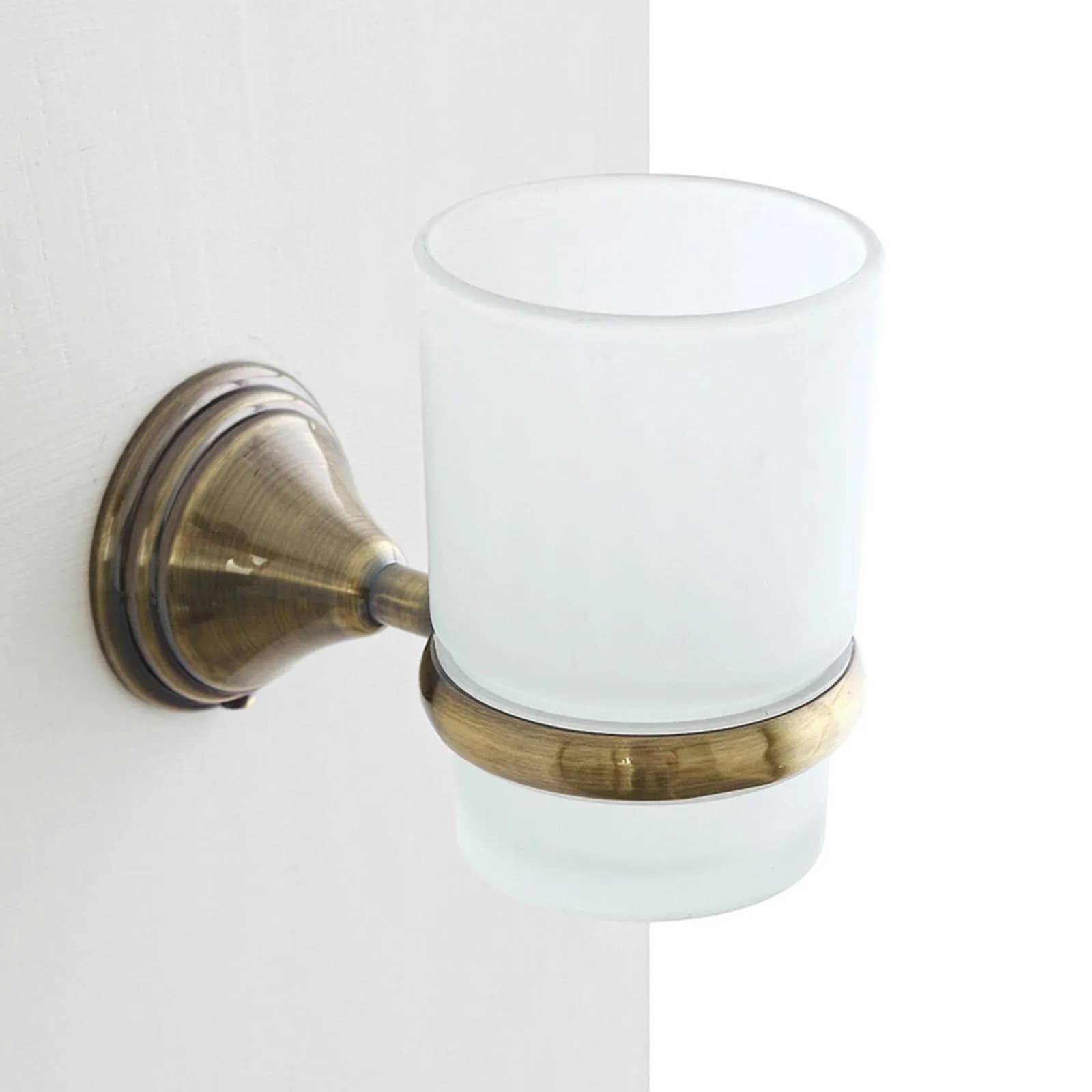 Set 4 accessori da bagno a muro in vetro e metallo bronzato - Asterix